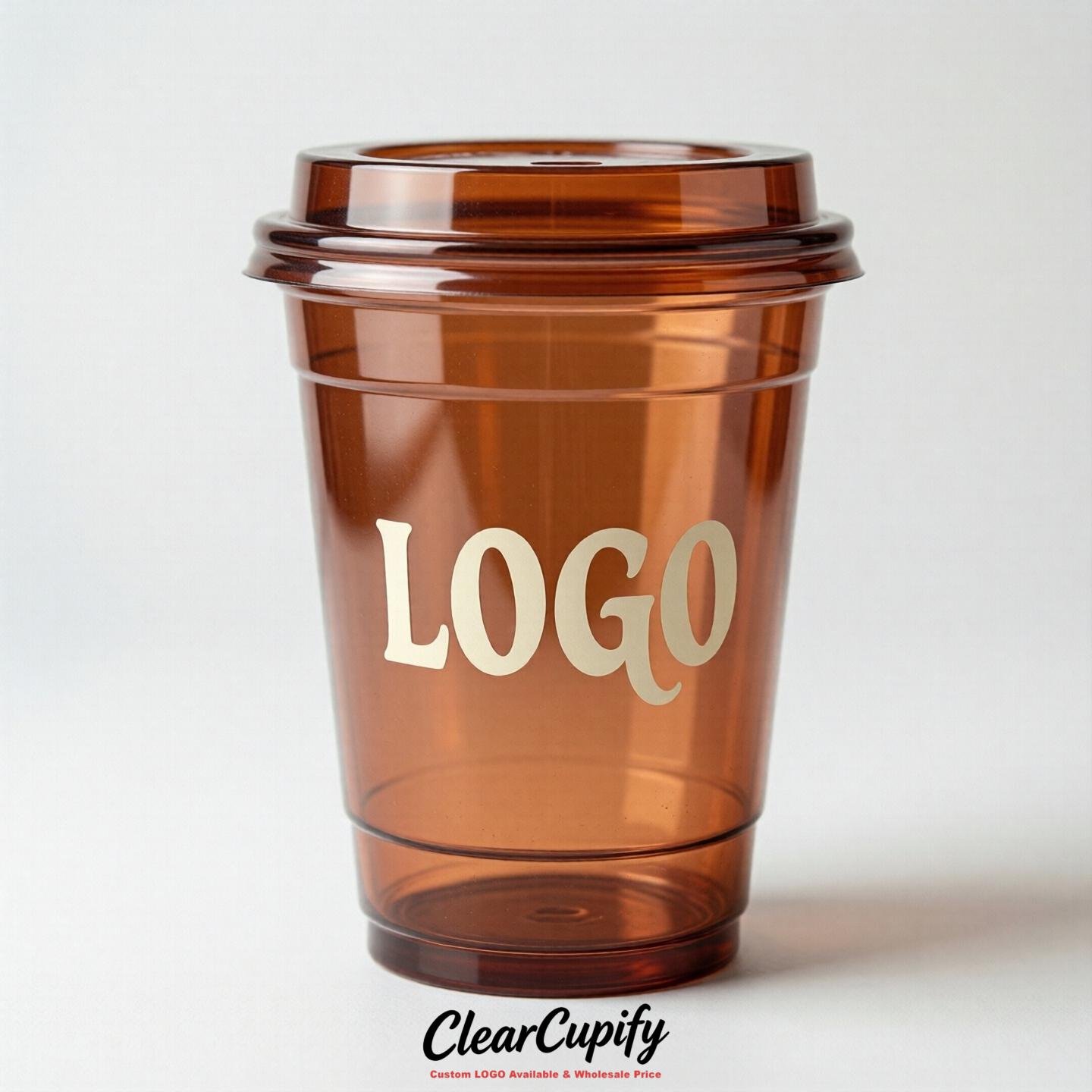 Terracotta Clear Plastic Cups with Custom Logo 12oz / 16oz / 20oz / 24oz / 32oz