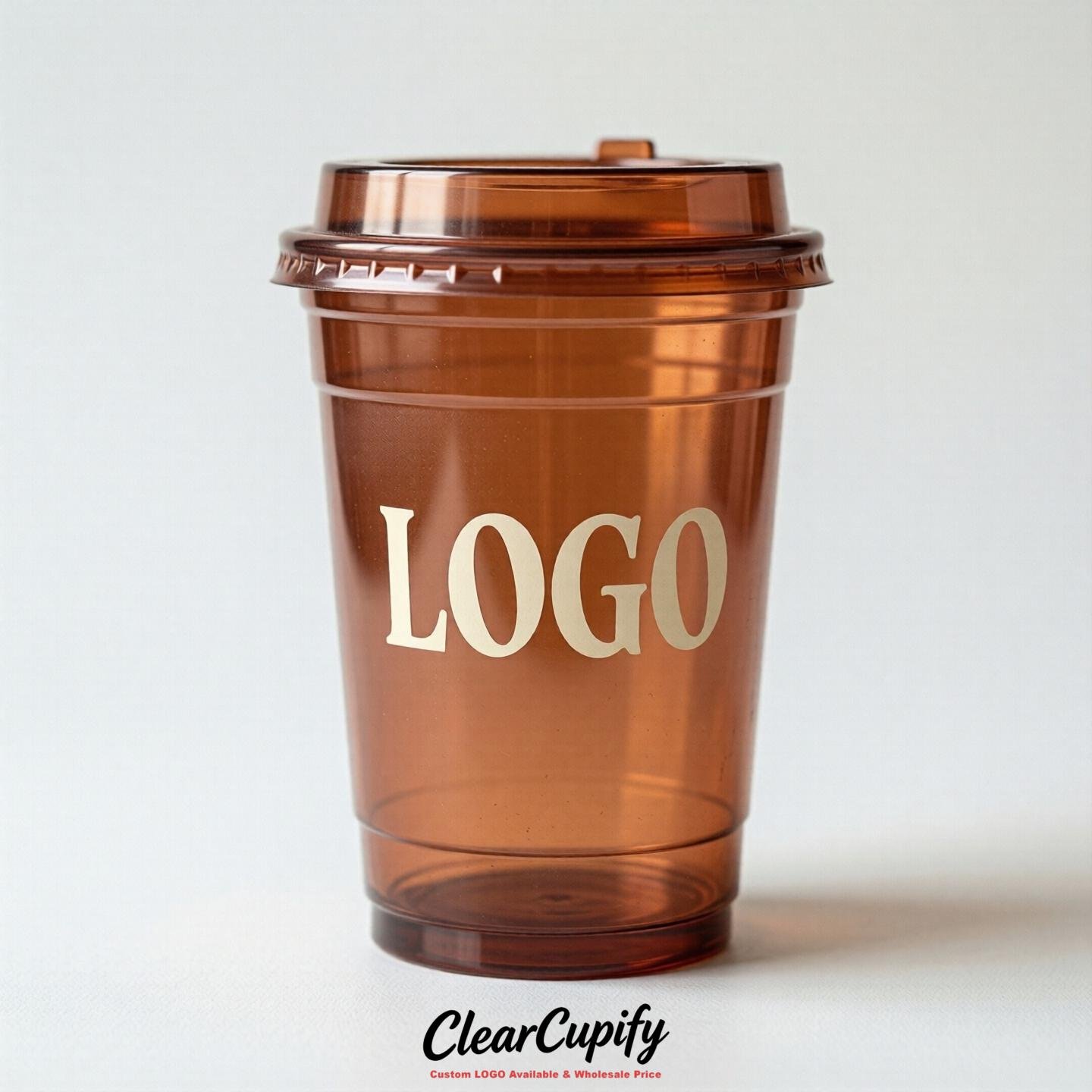 Terracotta Clear Plastic Cups with Custom Logo 12oz / 16oz / 20oz / 24oz / 32oz