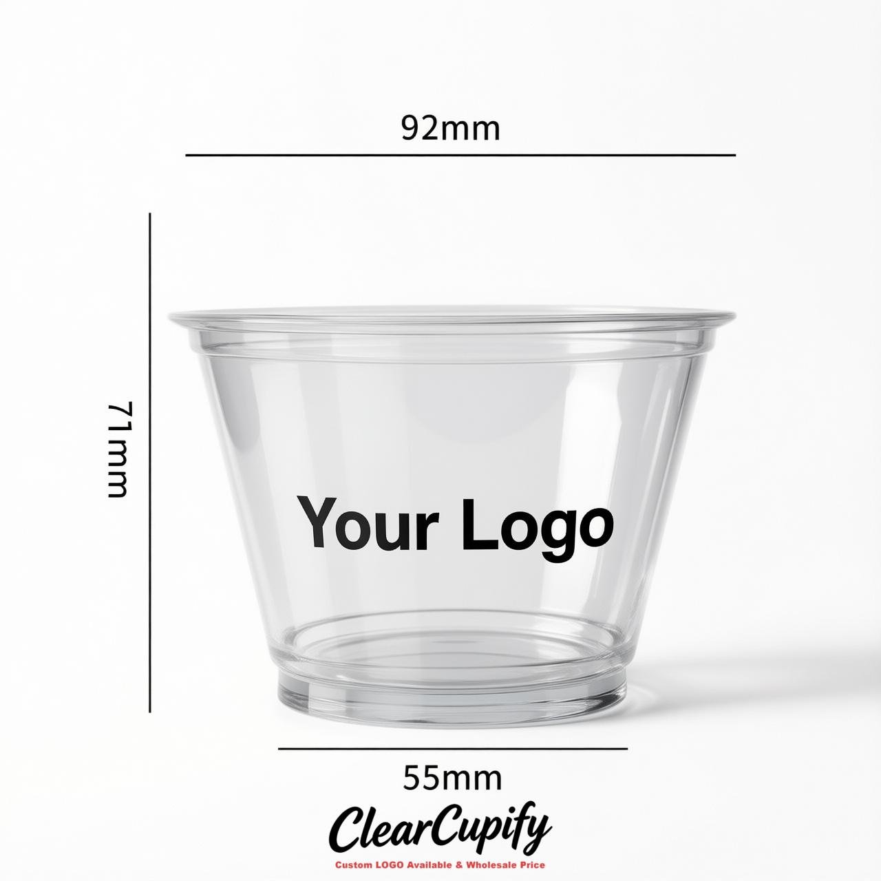 Transparent Clear Plastic Ice Cream Cups Wholesale with Custom Logo