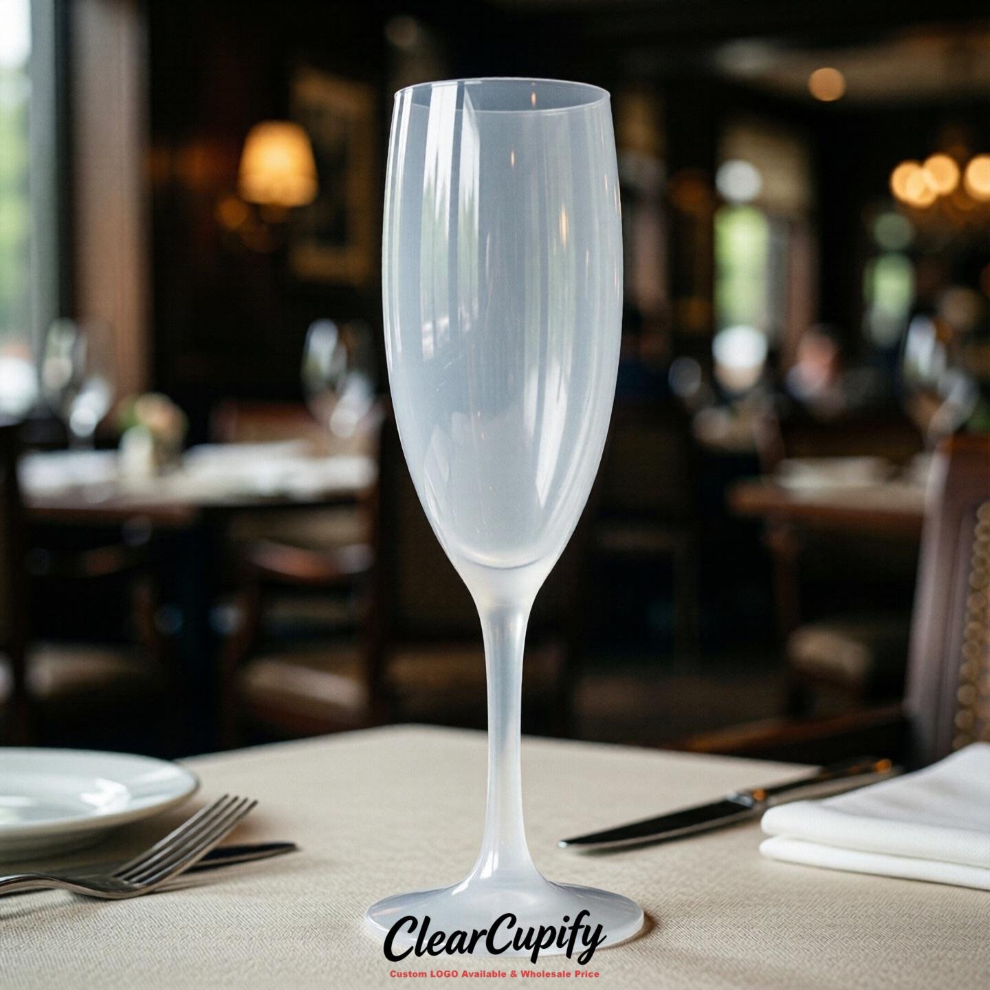 White Clear Champagne Flutes - Wholesale 5oz/6oz/7oz Acrylic Champagne Glasses