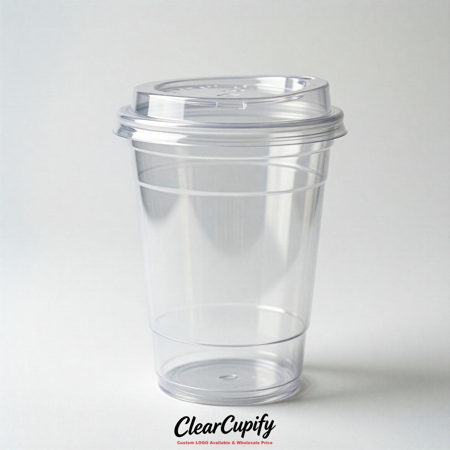 Blank Translucent White Clear Plastic Cups with Lids - Choice of PET/PP/PLA