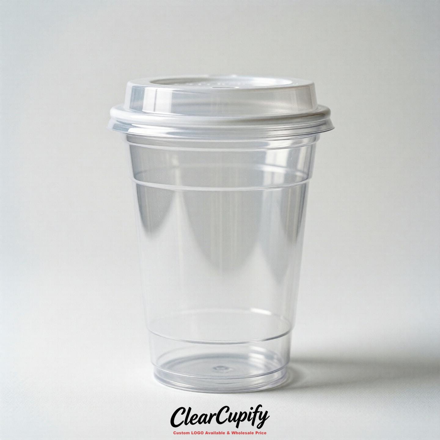 Blank Translucent White Clear Plastic Cups with Lids - Choice of PET/PP/PLA