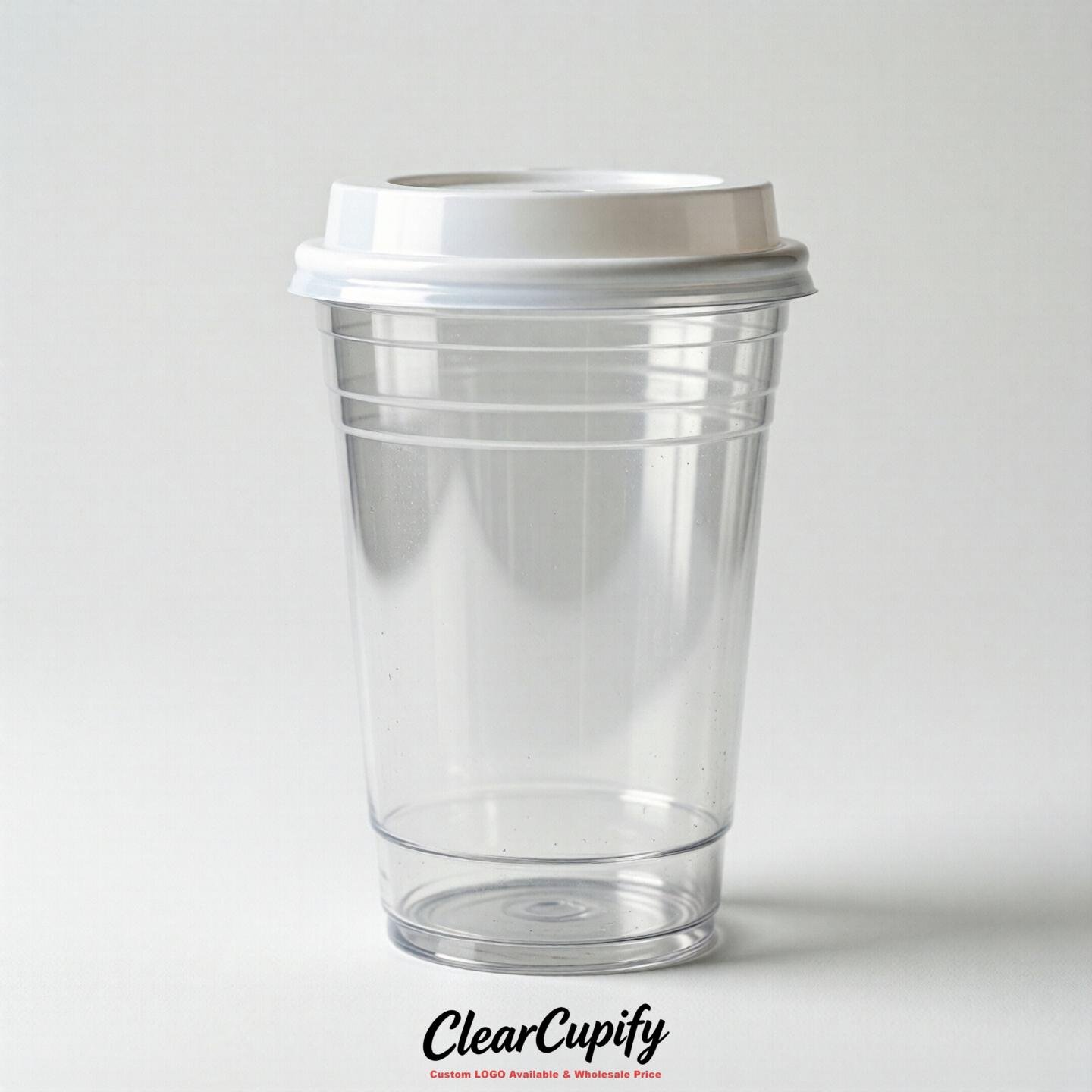 Blank Translucent White Clear Plastic Cups with Lids - Choice of PET/PP/PLA