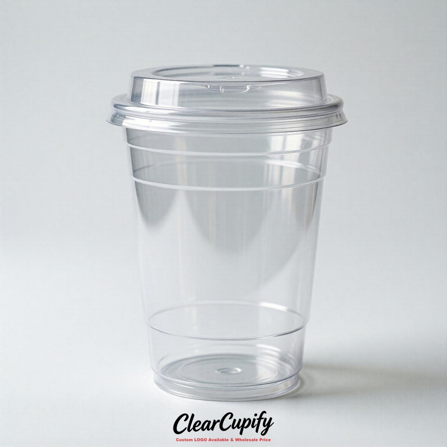 Blank Translucent White Clear Plastic Cups with Lids - Choice of PET/PP/PLA