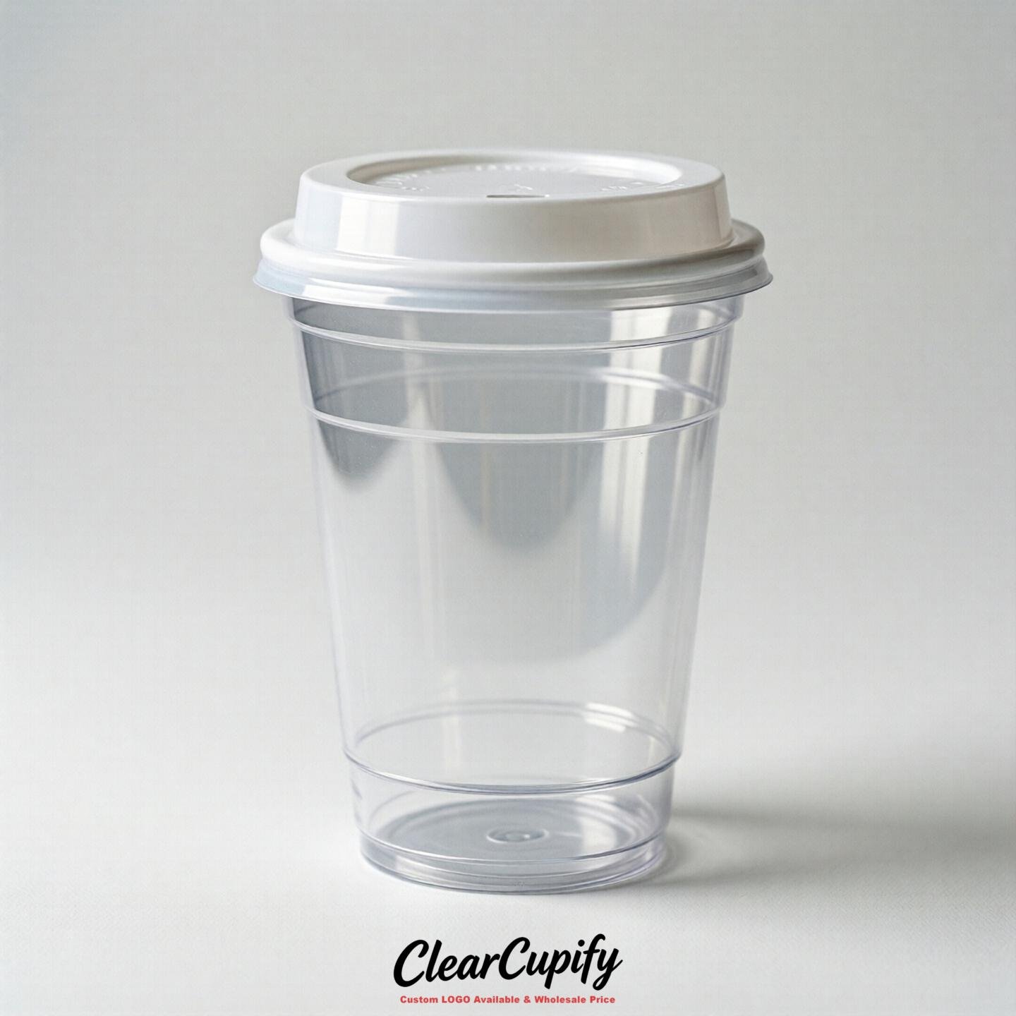 Blank Translucent White Clear Plastic Cups with Lids - Choice of PET/PP/PLA