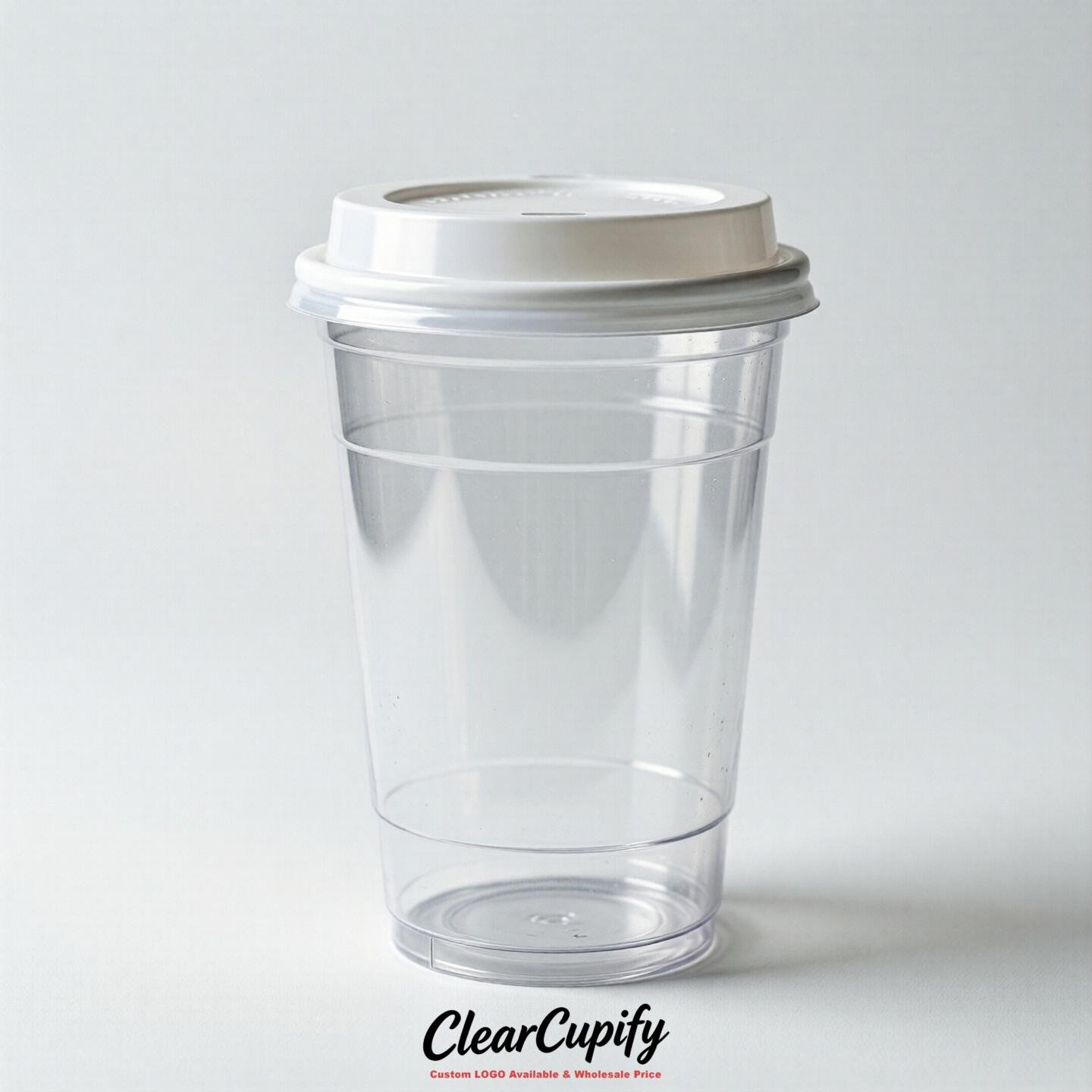 Blank Translucent White Clear Plastic Cups with Lids - Choice of PET/PP/PLA