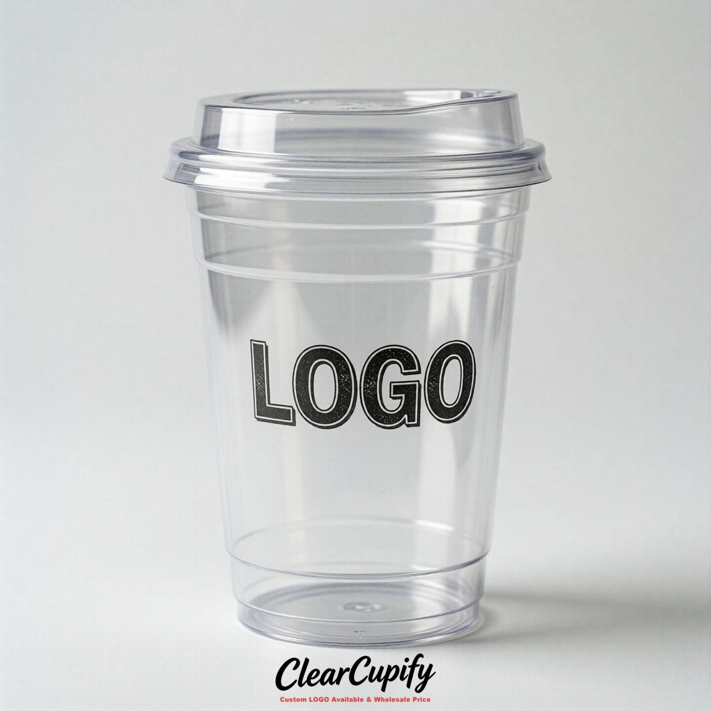 White Clear Plastic Cups with Custom Logo 12oz / 16oz / 20oz / 24oz / 32oz