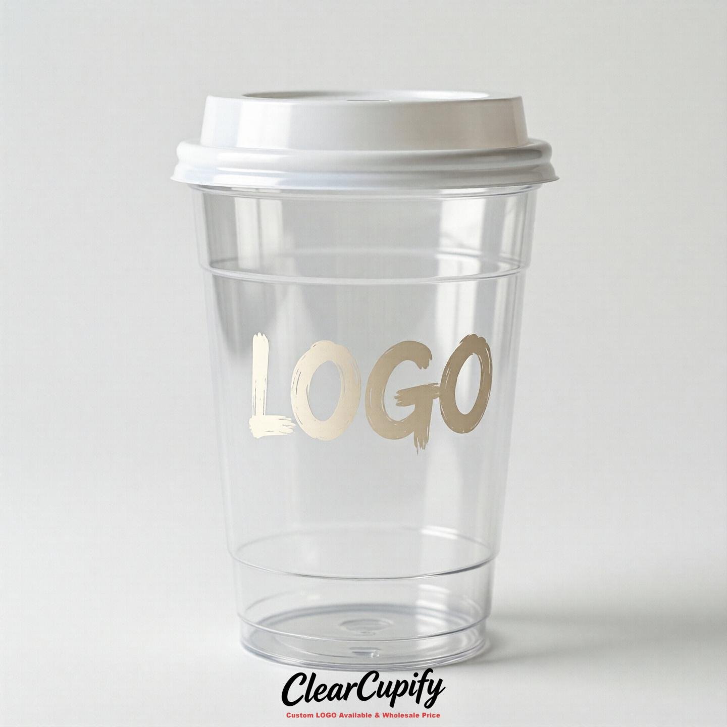 White Clear Plastic Cups with Custom Logo 12oz / 16oz / 20oz / 24oz / 32oz