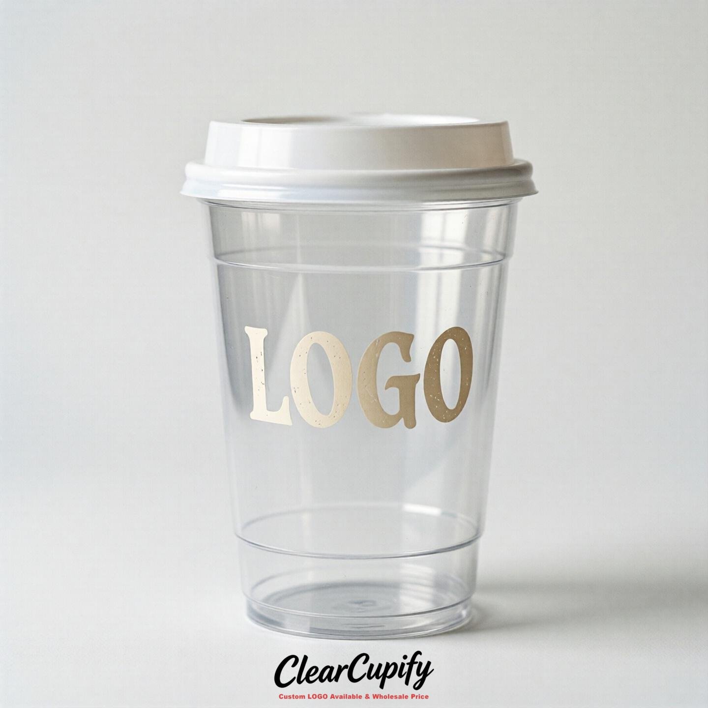 White Clear Plastic Cups with Custom Logo 12oz / 16oz / 20oz / 24oz / 32oz