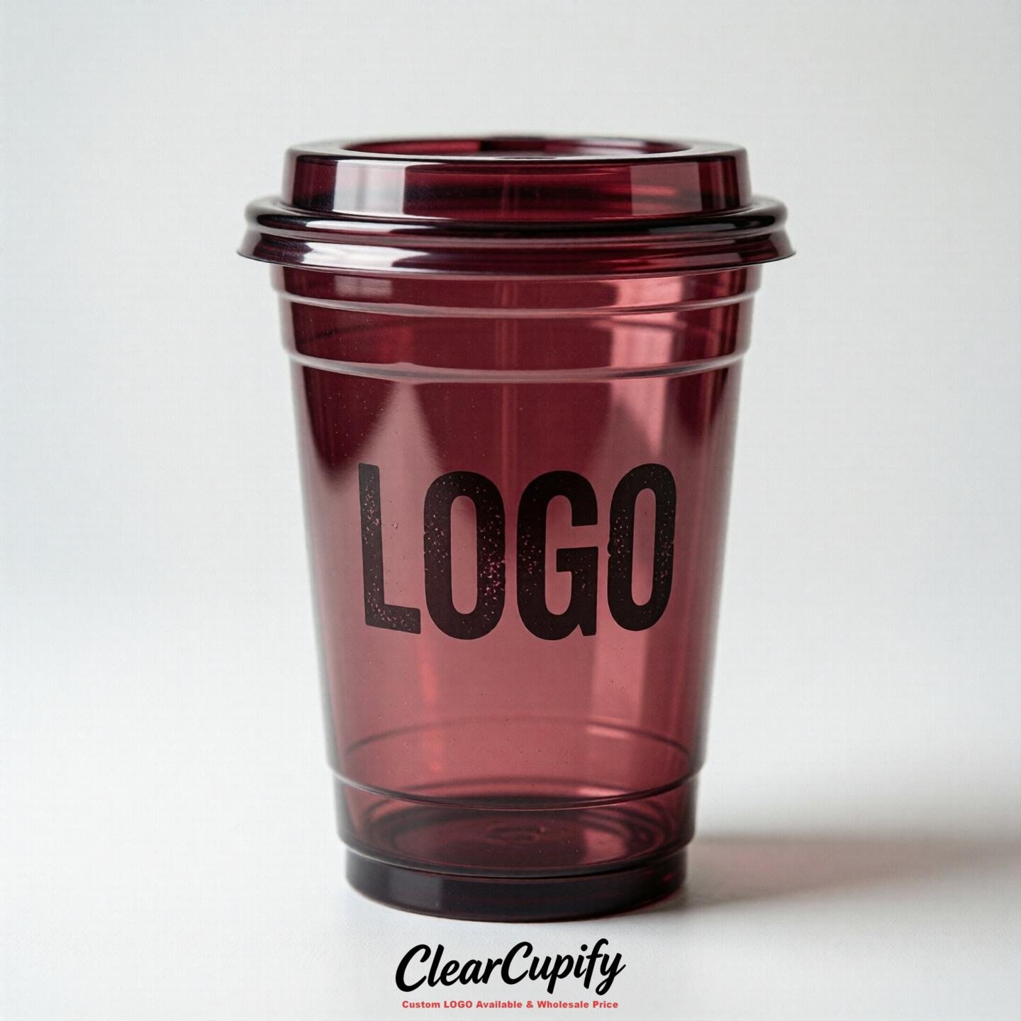 Wine Red Clear Plastic Cups with Custom Logo 12oz / 16oz / 20oz / 24oz / 32oz
