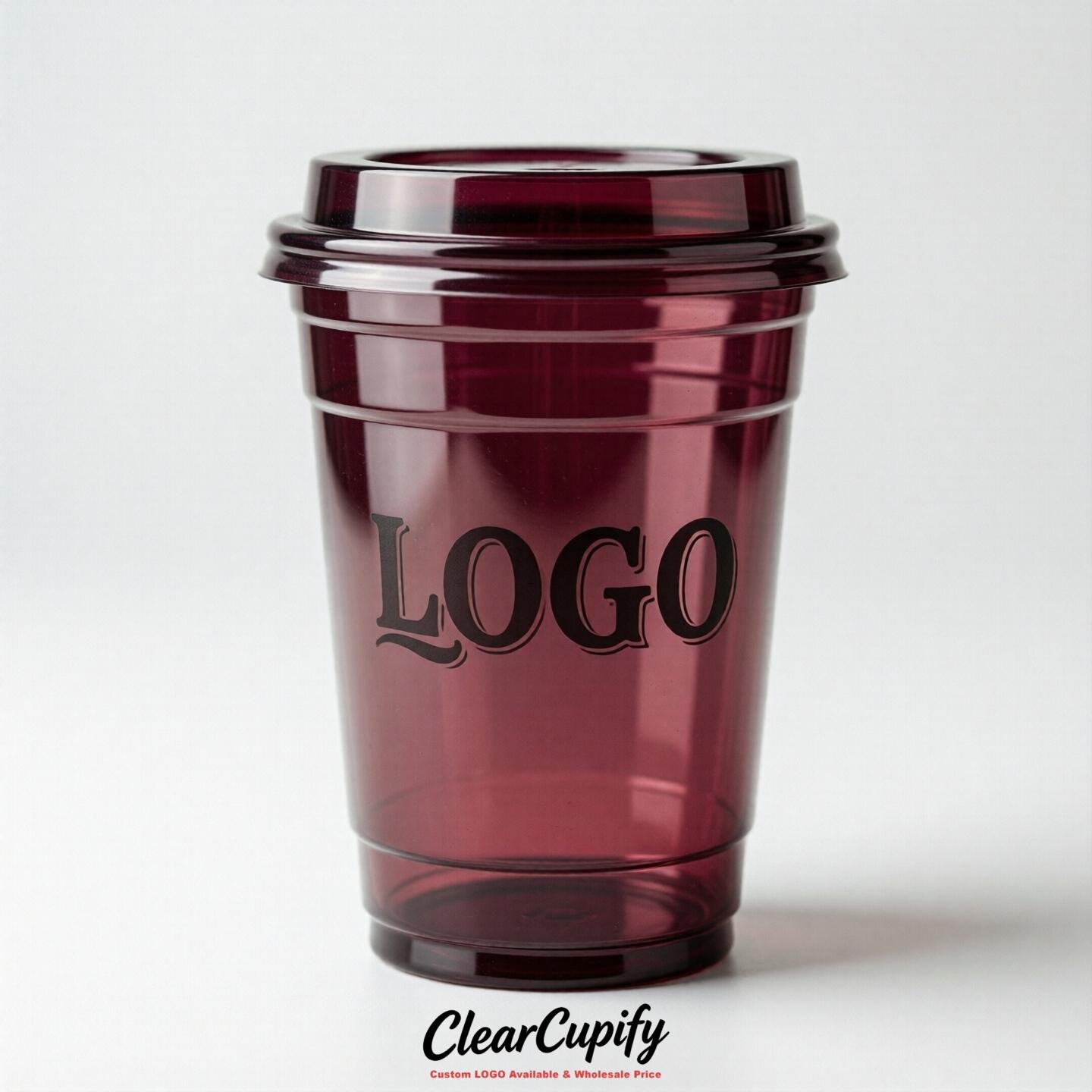 Wine Red Clear Plastic Cups with Custom Logo 12oz / 16oz / 20oz / 24oz / 32oz
