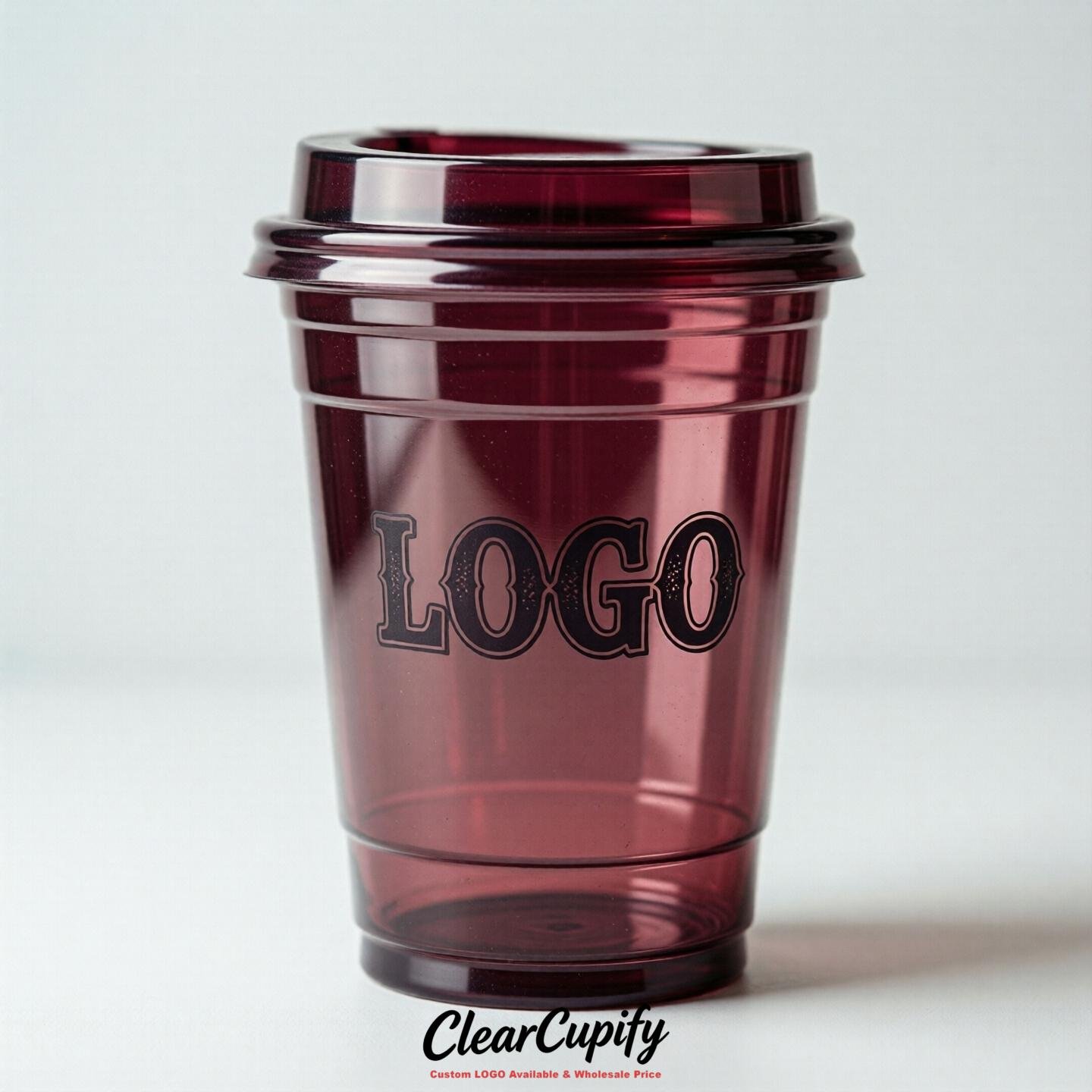 Wine Red Clear Plastic Cups with Custom Logo 12oz / 16oz / 20oz / 24oz / 32oz