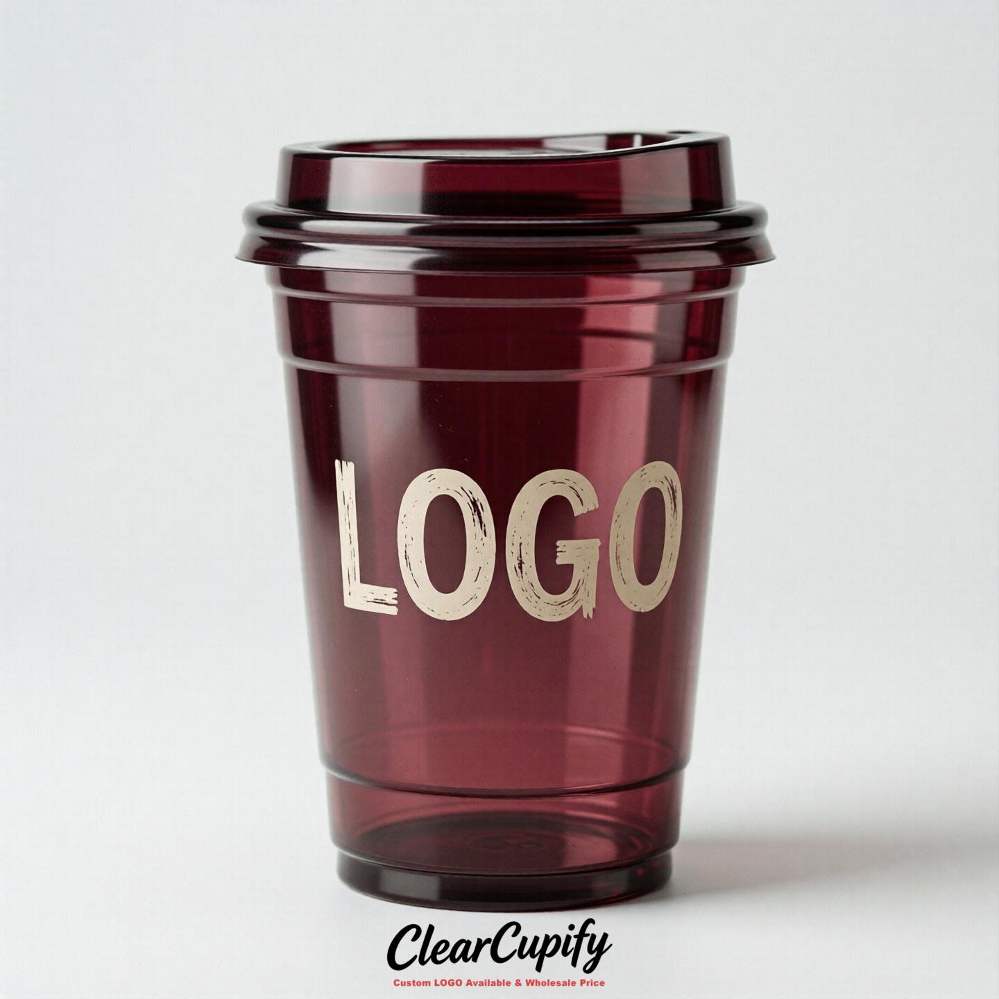 Wine Red Clear Plastic Cups with Custom Logo 12oz / 16oz / 20oz / 24oz / 32oz