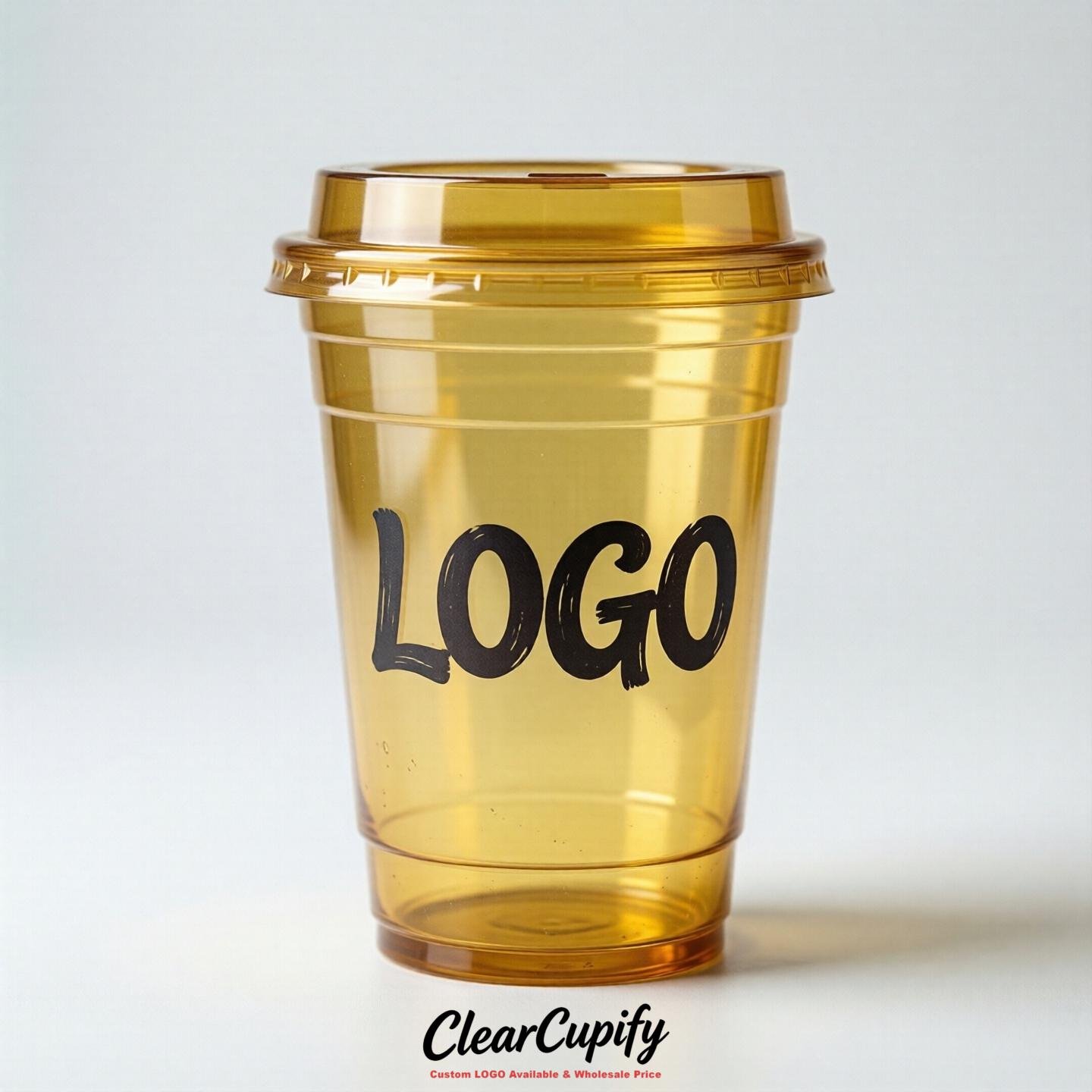 Yellow Clear Plastic Cups with Custom Logo 12oz / 16oz / 20oz / 24oz / 32oz