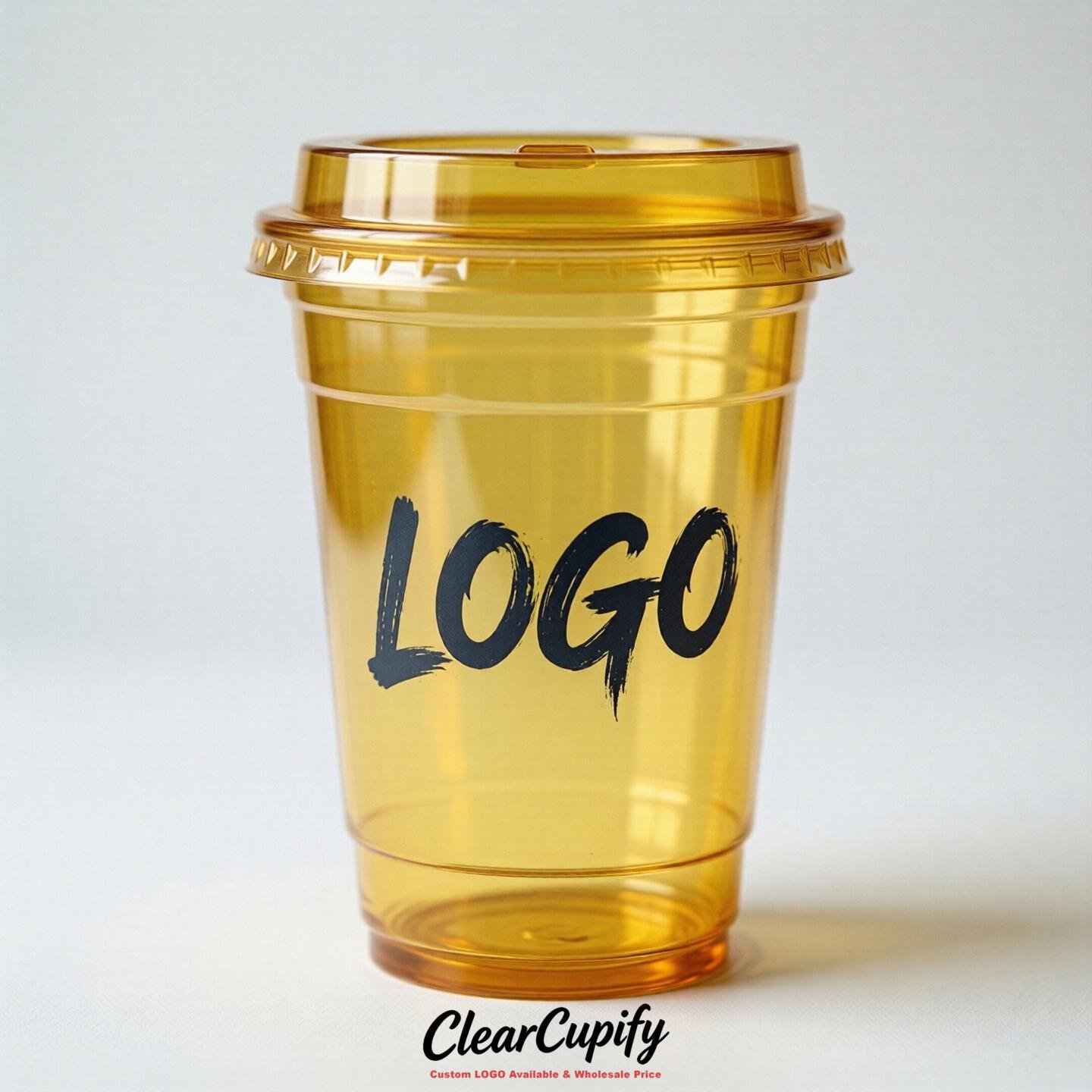 Yellow Clear Plastic Cups with Custom Logo 12oz / 16oz / 20oz / 24oz / 32oz