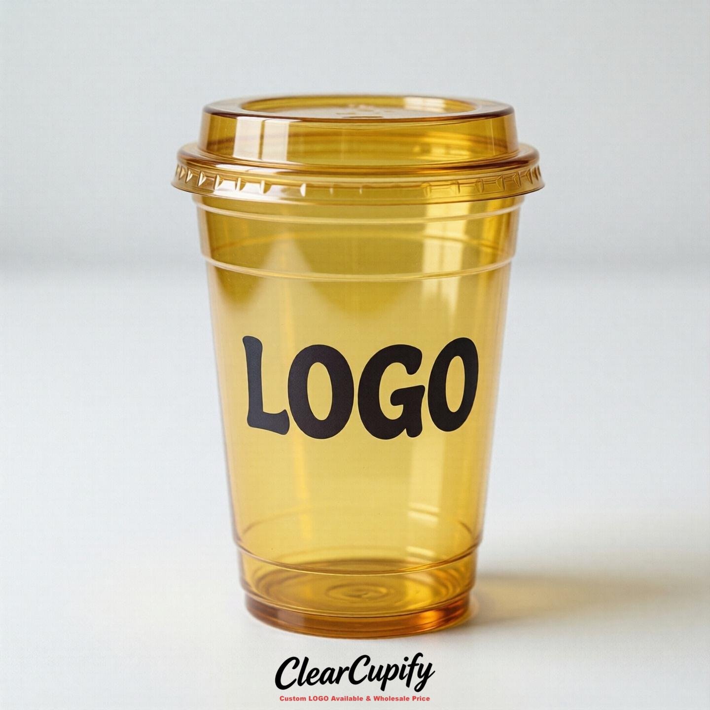 Yellow Clear Plastic Cups with Custom Logo 12oz / 16oz / 20oz / 24oz / 32oz