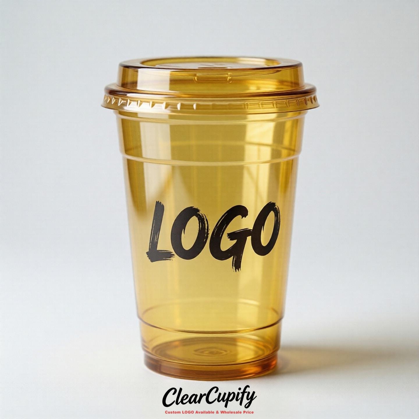 Yellow Clear Plastic Cups with Custom Logo 12oz / 16oz / 20oz / 24oz / 32oz