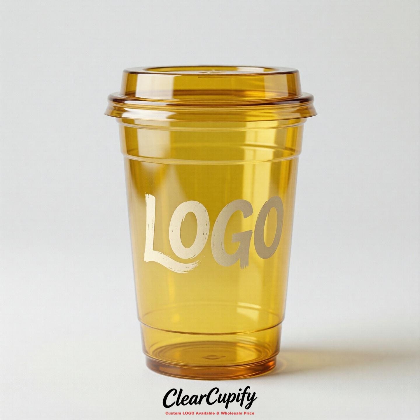 Yellow Clear Plastic Cups with Custom Logo 12oz / 16oz / 20oz / 24oz / 32oz