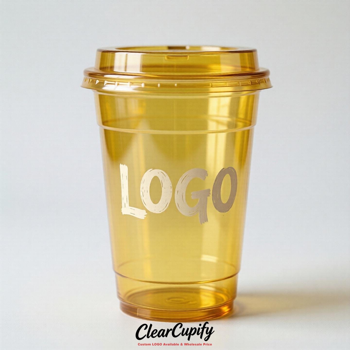 Yellow Clear Plastic Cups with Custom Logo 12oz / 16oz / 20oz / 24oz / 32oz
