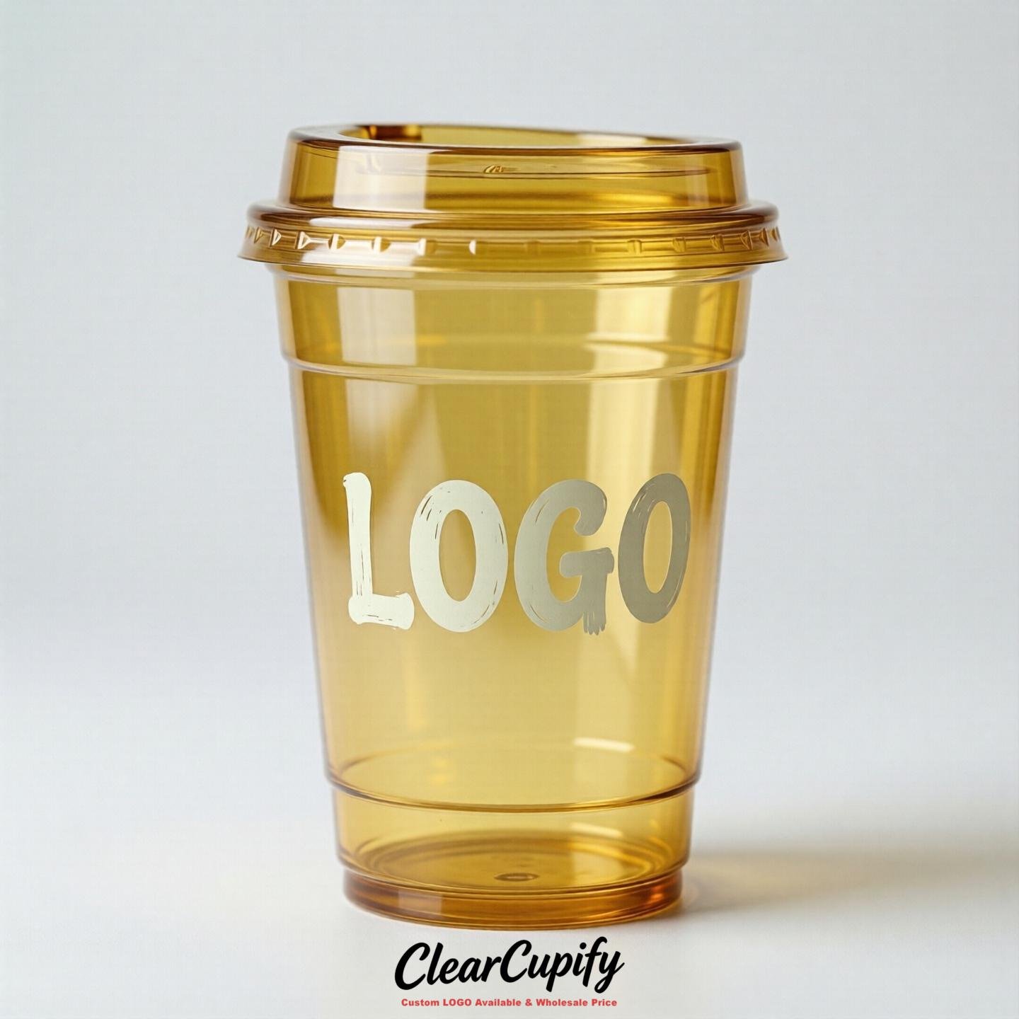 Yellow Clear Plastic Cups with Custom Logo 12oz / 16oz / 20oz / 24oz / 32oz