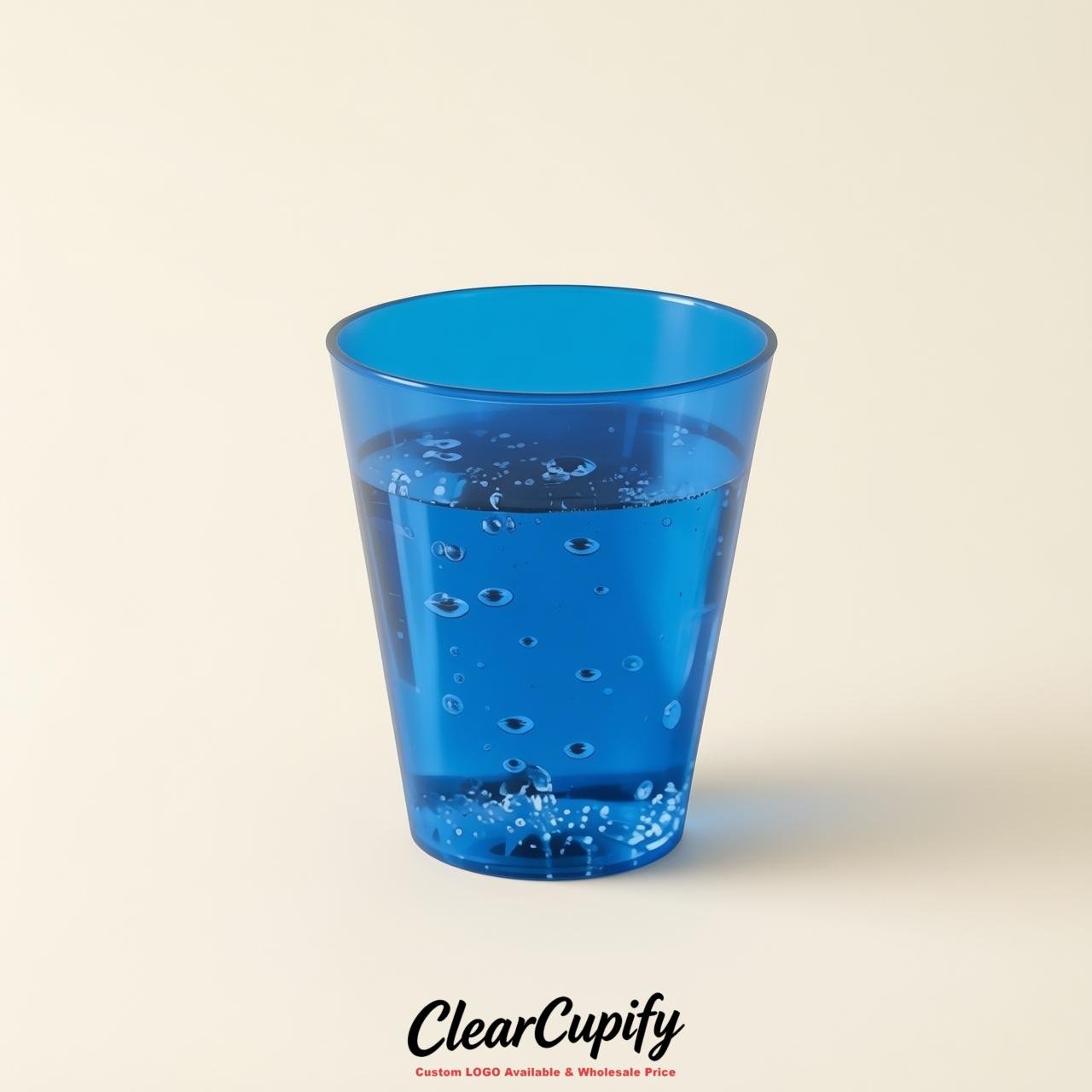 Blue Clear Plastic Shot Glasses - 1.5oz & 2oz (45ml & 60ml)