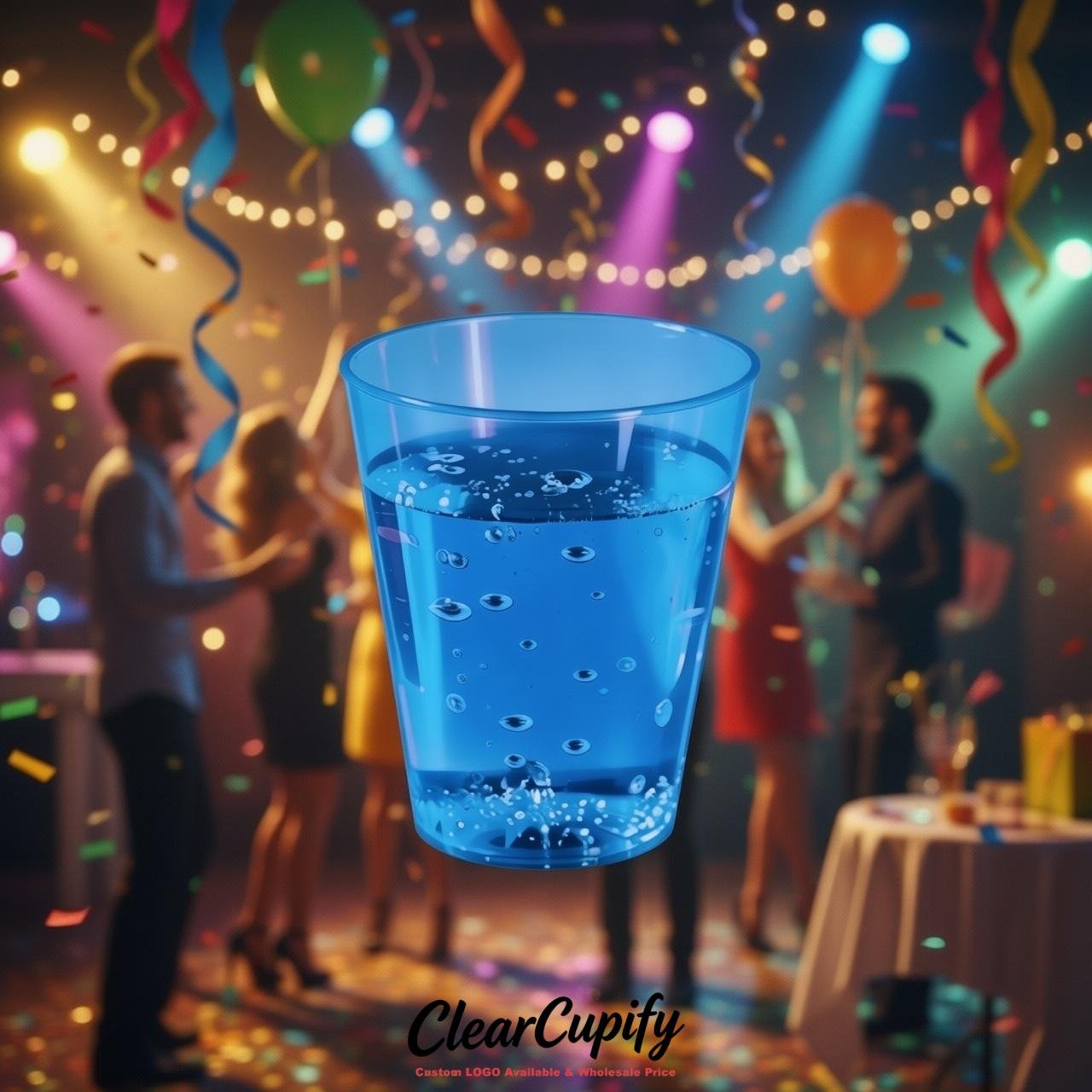 Blue Clear Plastic Shot Glasses - 1.5oz & 2oz (45ml & 60ml)