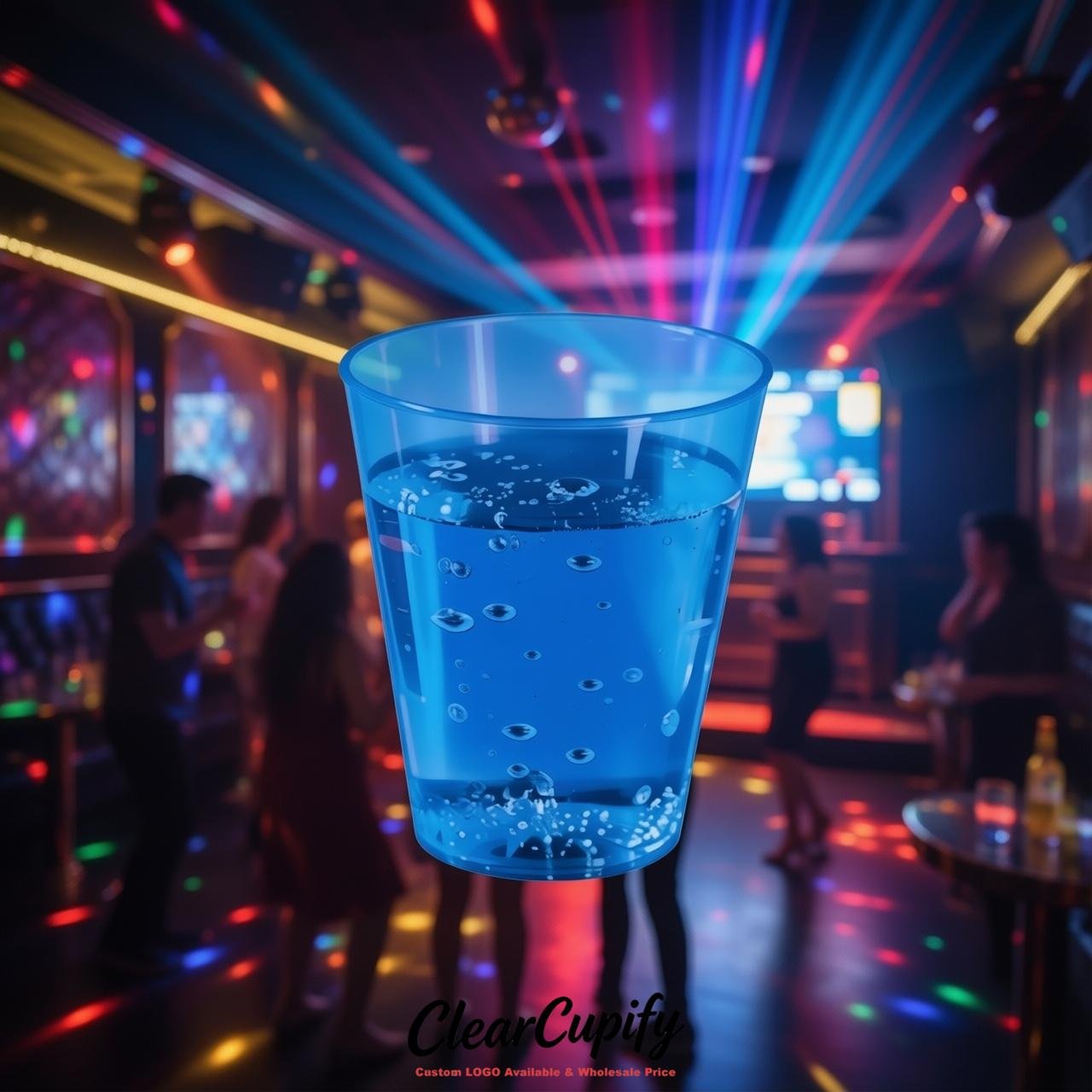 Blue Clear Plastic Shot Glasses - 1.5oz & 2oz (45ml & 60ml)