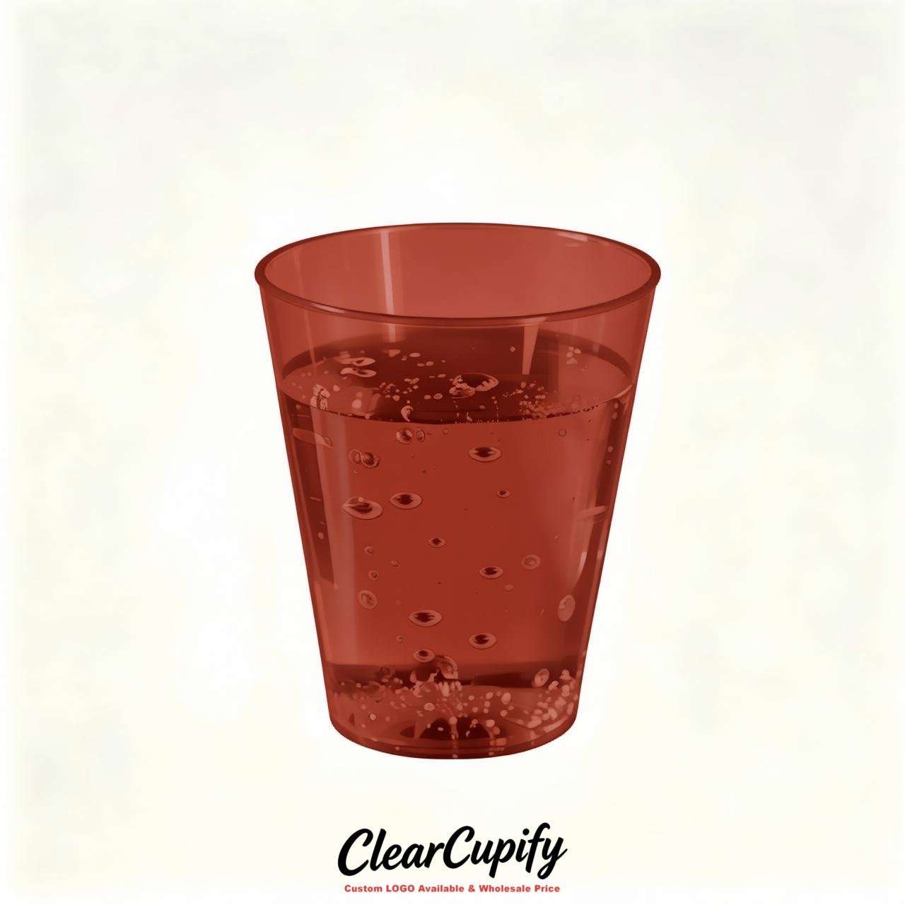 Brick Red Clear Plastic Shot Glasses - 1.5oz & 2oz (45ml & 60ml)