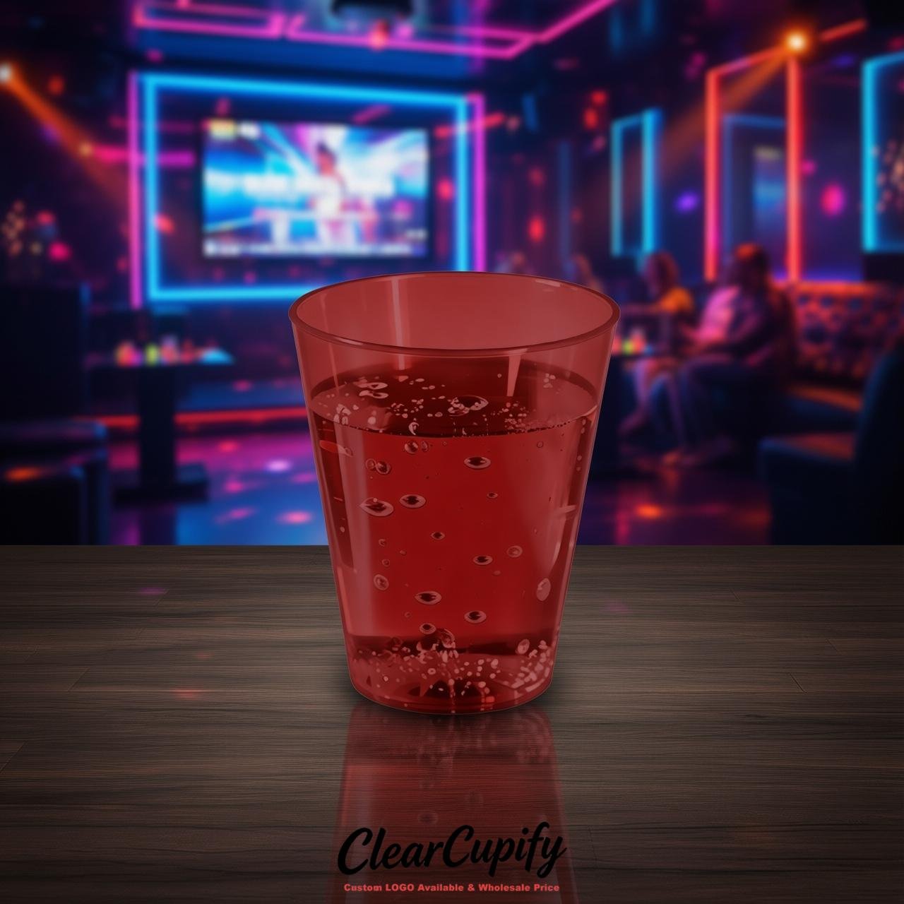Brick Red Clear Plastic Shot Glasses - 1.5oz & 2oz (45ml & 60ml)