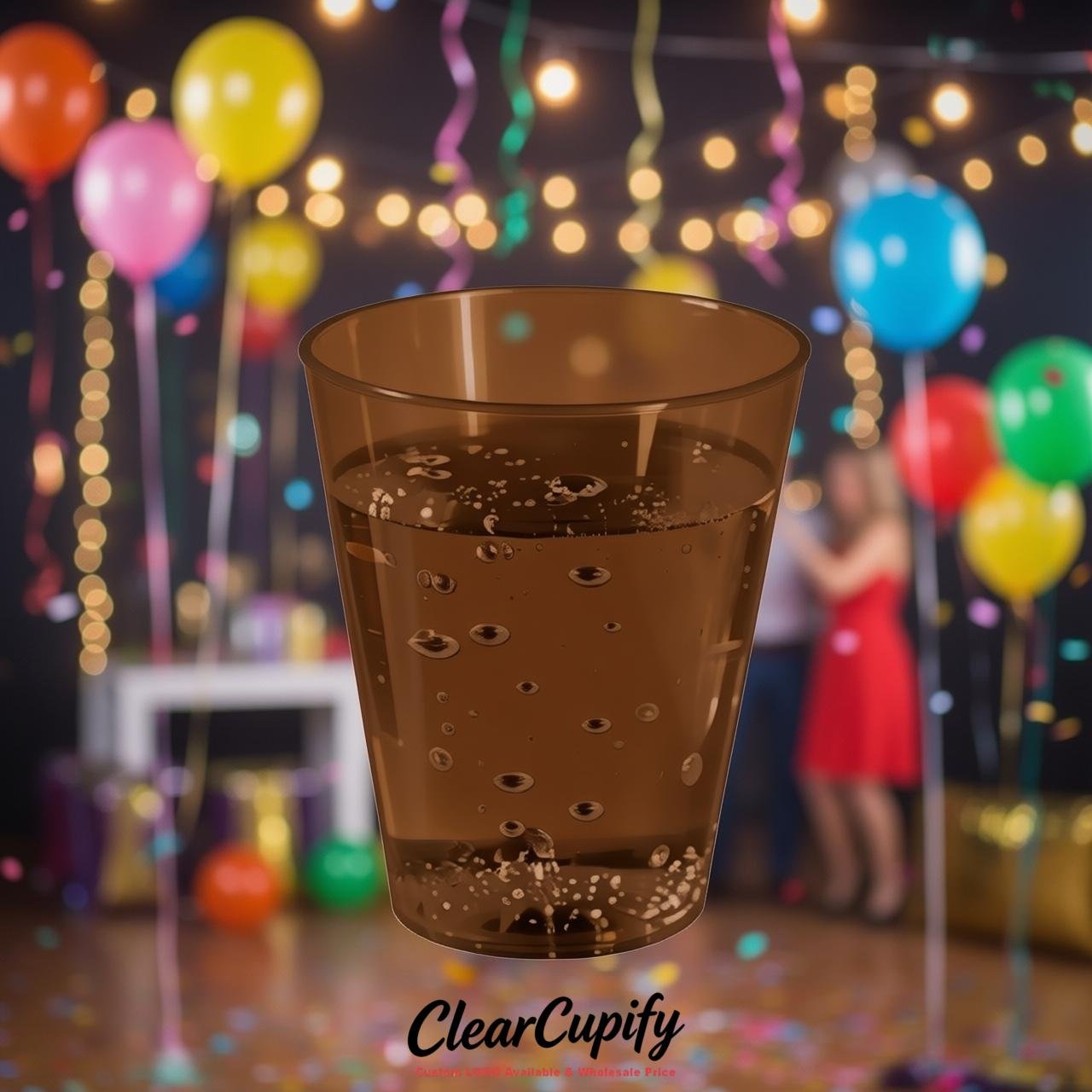 Brown Clear Plastic Shot Glasses - 1.5oz & 2oz (45ml & 60ml)