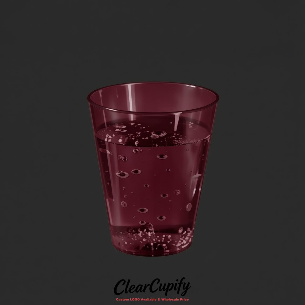Burgundy Clear Plastic Shot Glasses - 1.5oz & 2oz (45ml & 60ml)