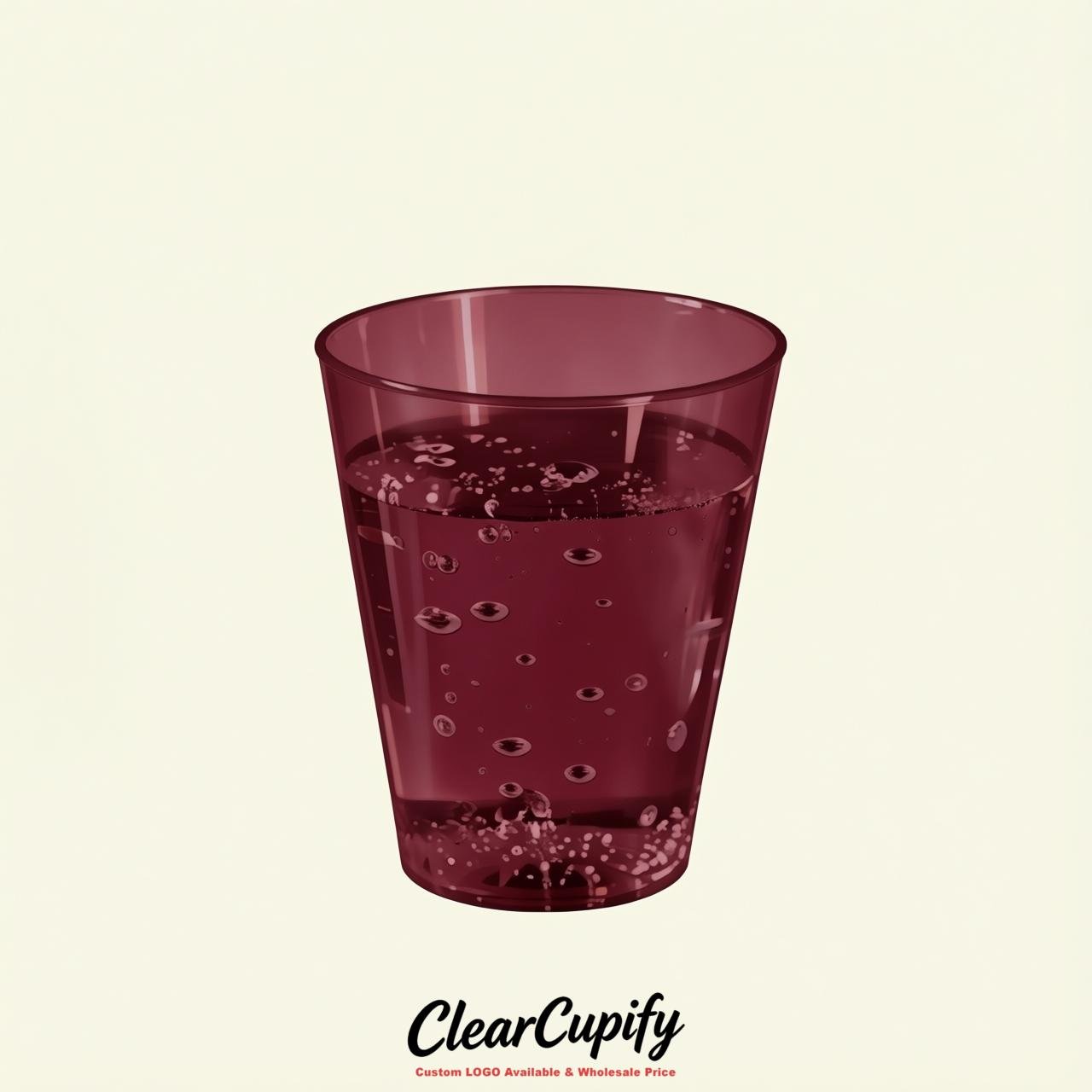 Burgundy Clear Plastic Shot Glasses - 1.5oz & 2oz (45ml & 60ml)