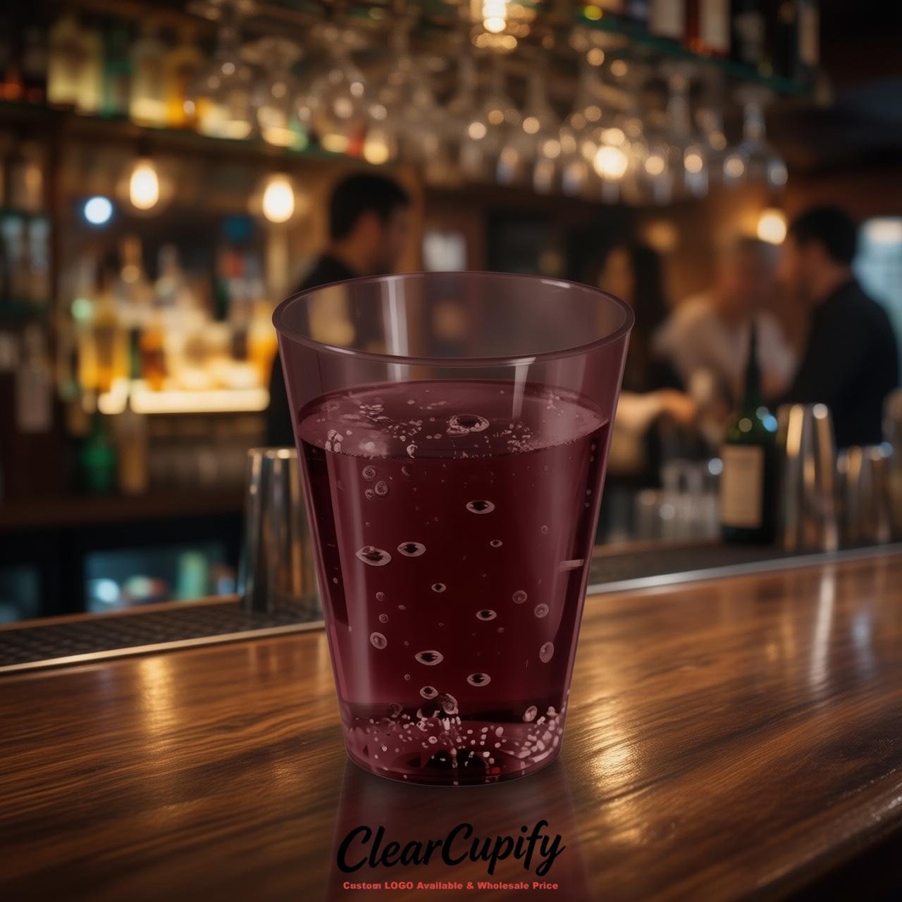 Burgundy Clear Plastic Shot Glasses - 1.5oz & 2oz (45ml & 60ml)