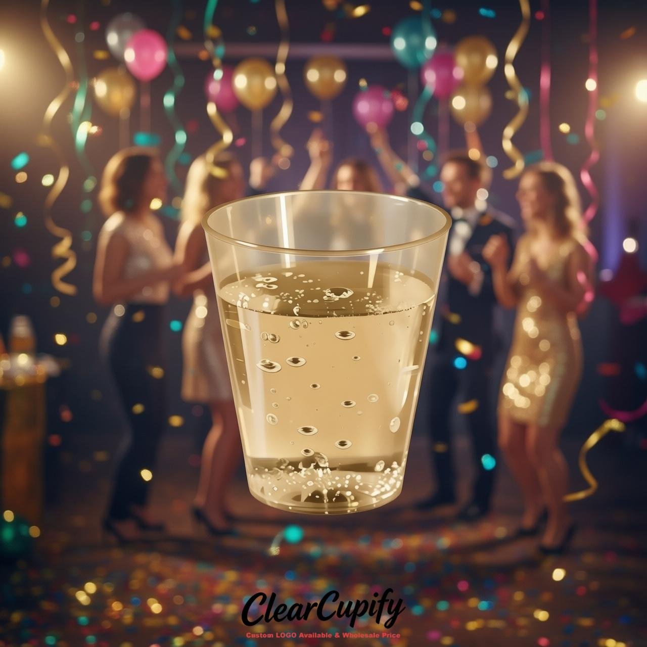 Champagne Clear Plastic Shot Glasses - 1.5oz & 2oz (45ml & 60ml)