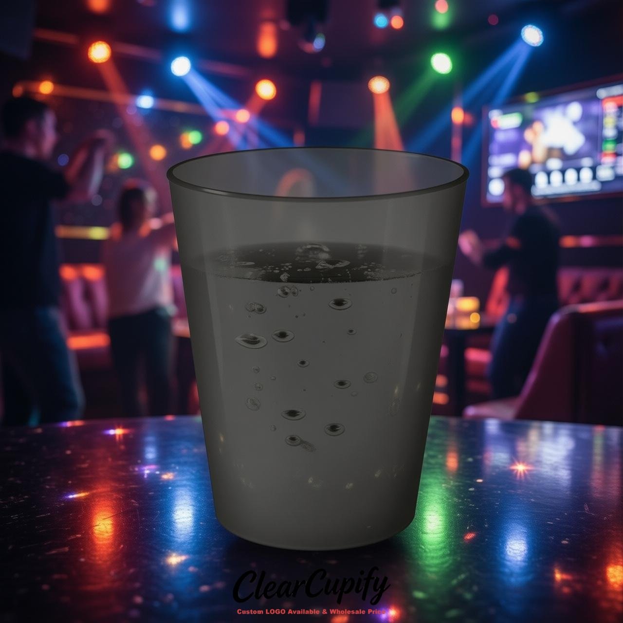 Charcoal Clear Plastic Shot Glasses - 1.5oz & 2oz (45ml & 60ml)