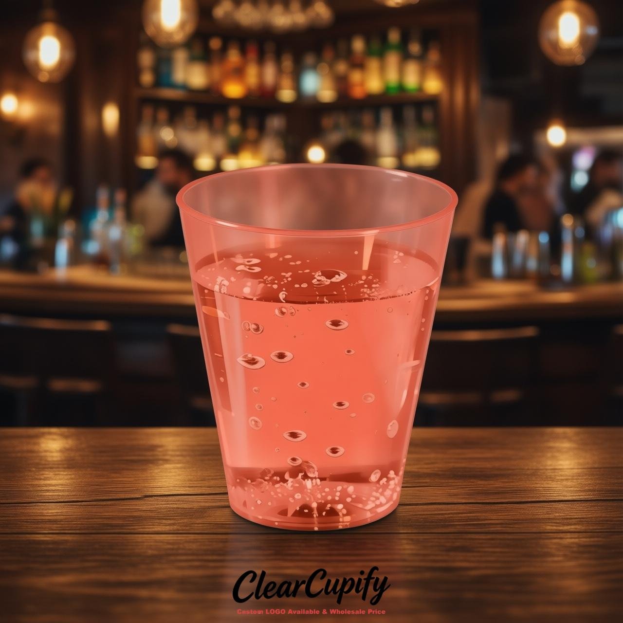 Coral Clear Plastic Shot Glasses - 1.5oz & 2oz (45ml & 60ml)