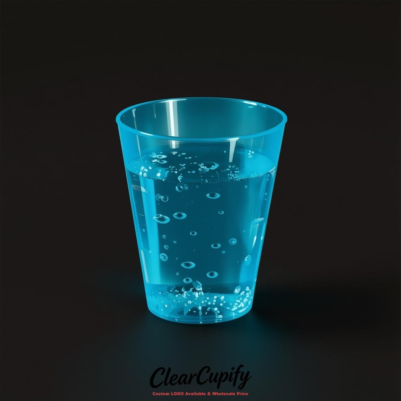 Cyan Clear Plastic Shot Glasses - 1.5oz & 2oz (45ml & 60ml)