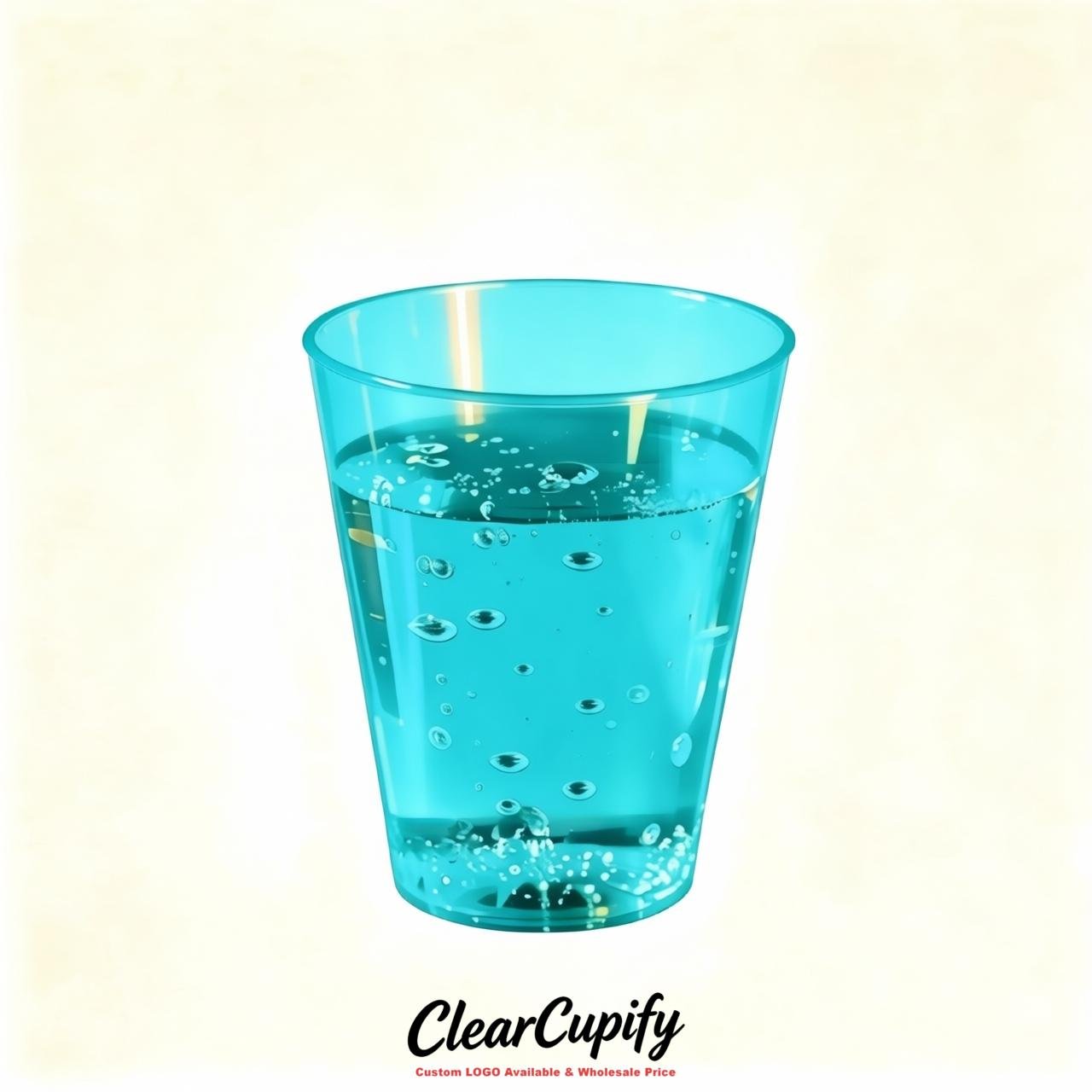 Cyan Clear Plastic Shot Glasses - 1.5oz & 2oz (45ml & 60ml)