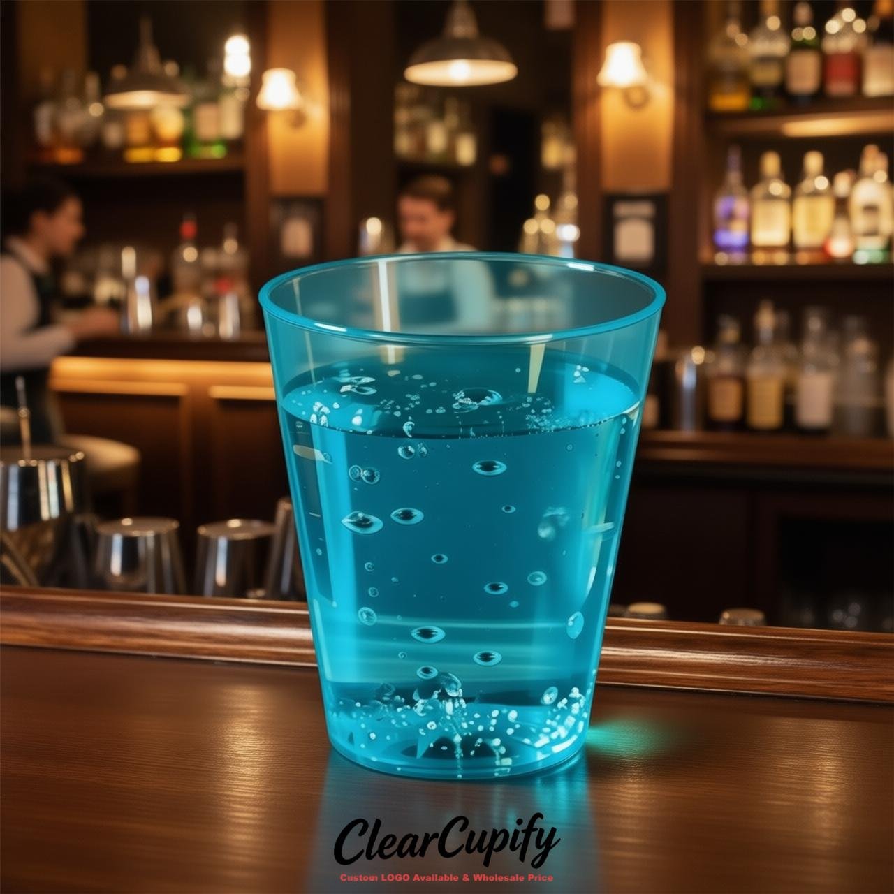 Cyan Clear Plastic Shot Glasses - 1.5oz & 2oz (45ml & 60ml)