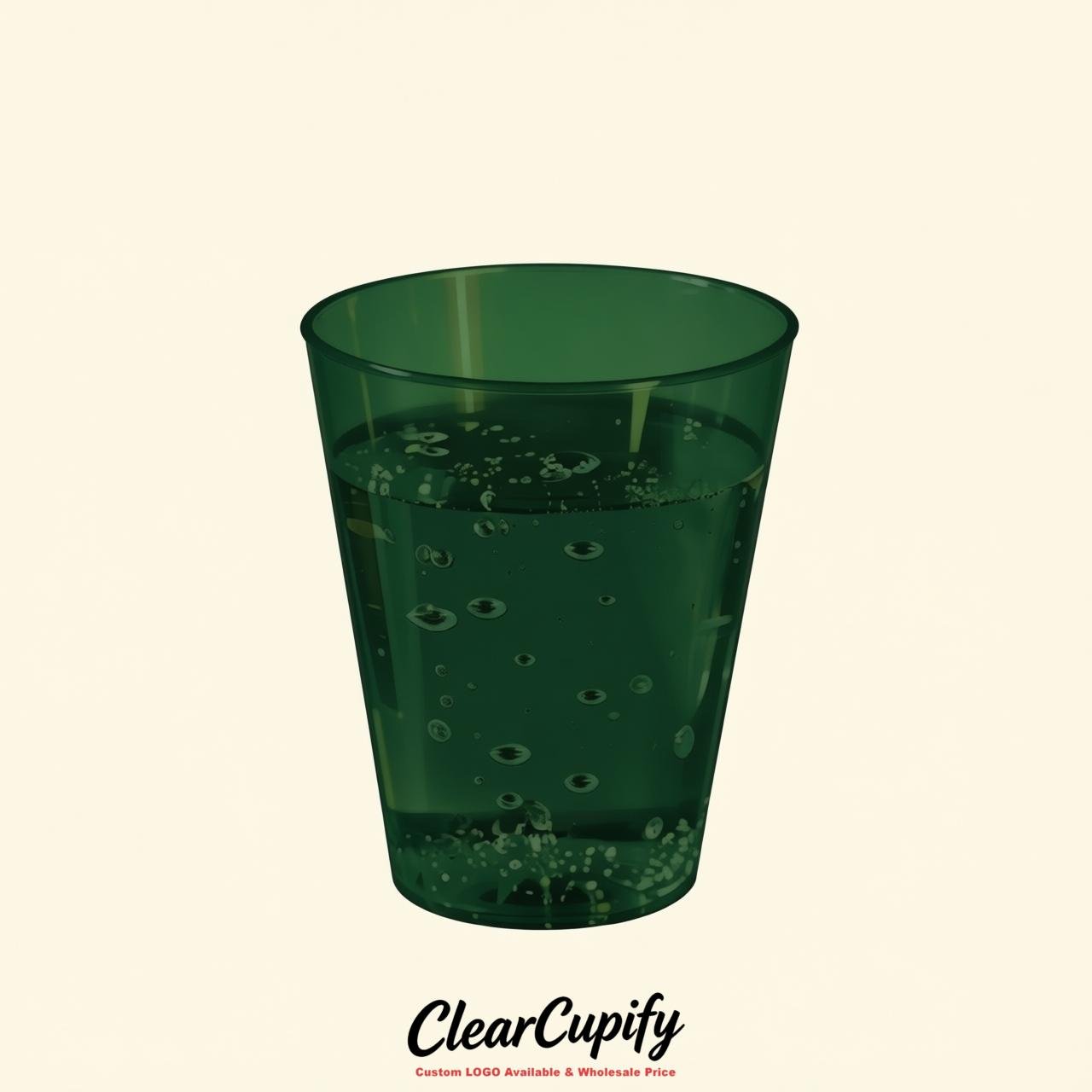 Dark Green Clear Plastic Shot Glasses - 1.5oz & 2oz (45ml & 60ml)