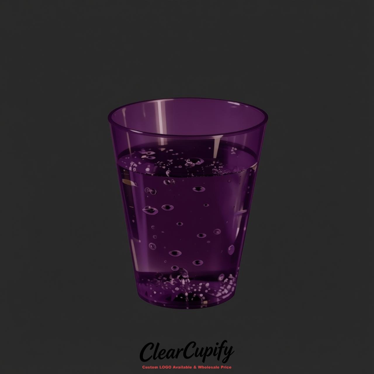 Dark Violet Clear Plastic Shot Glasses - 1.5oz & 2oz (45ml & 60ml)