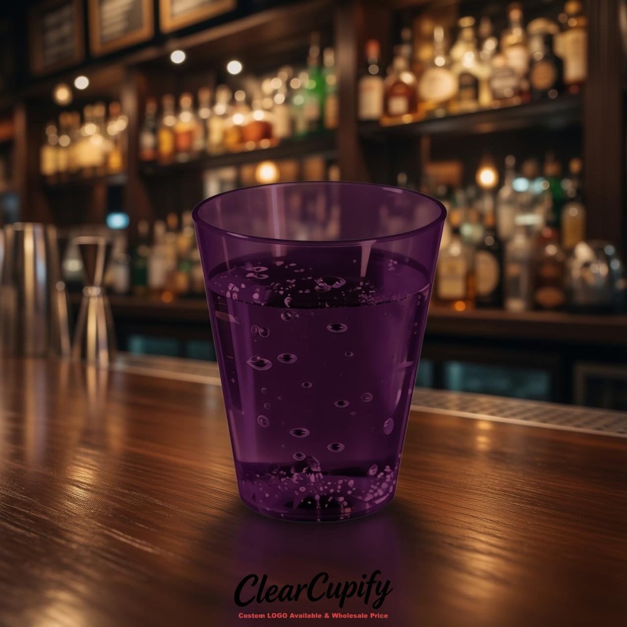 Dark Violet Clear Plastic Shot Glasses - 1.5oz & 2oz (45ml & 60ml)