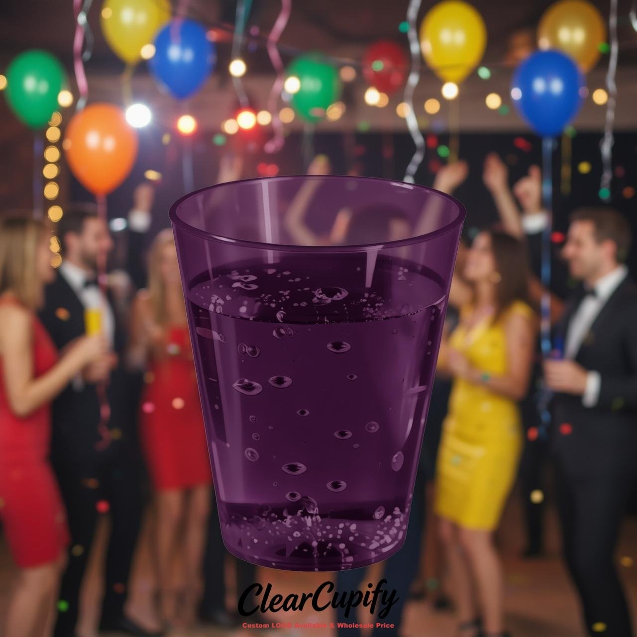 Dark Violet Clear Plastic Shot Glasses - 1.5oz & 2oz (45ml & 60ml)
