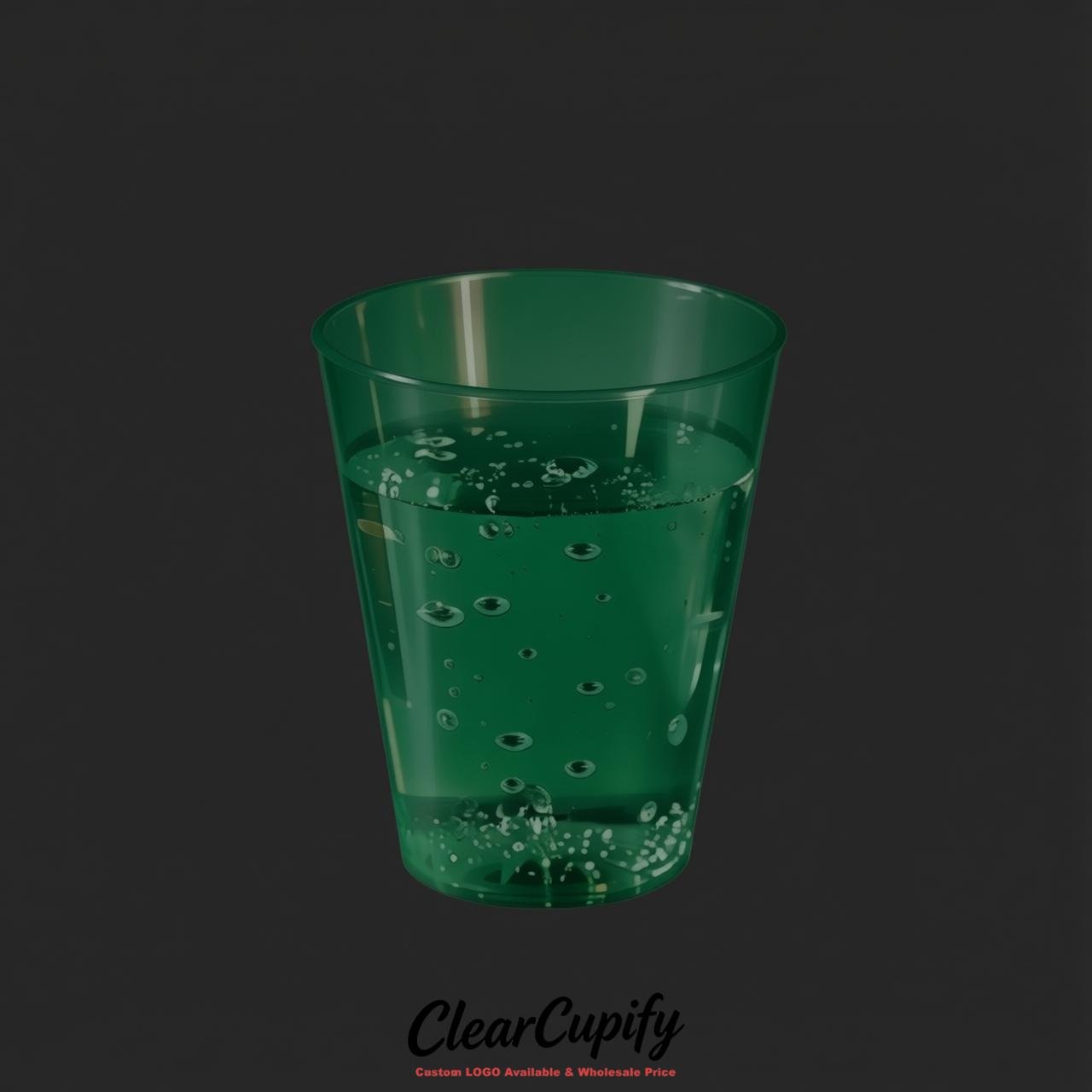 Emerald Green Clear Plastic Shot Glasses - 1.5oz & 2oz (45ml & 60ml)