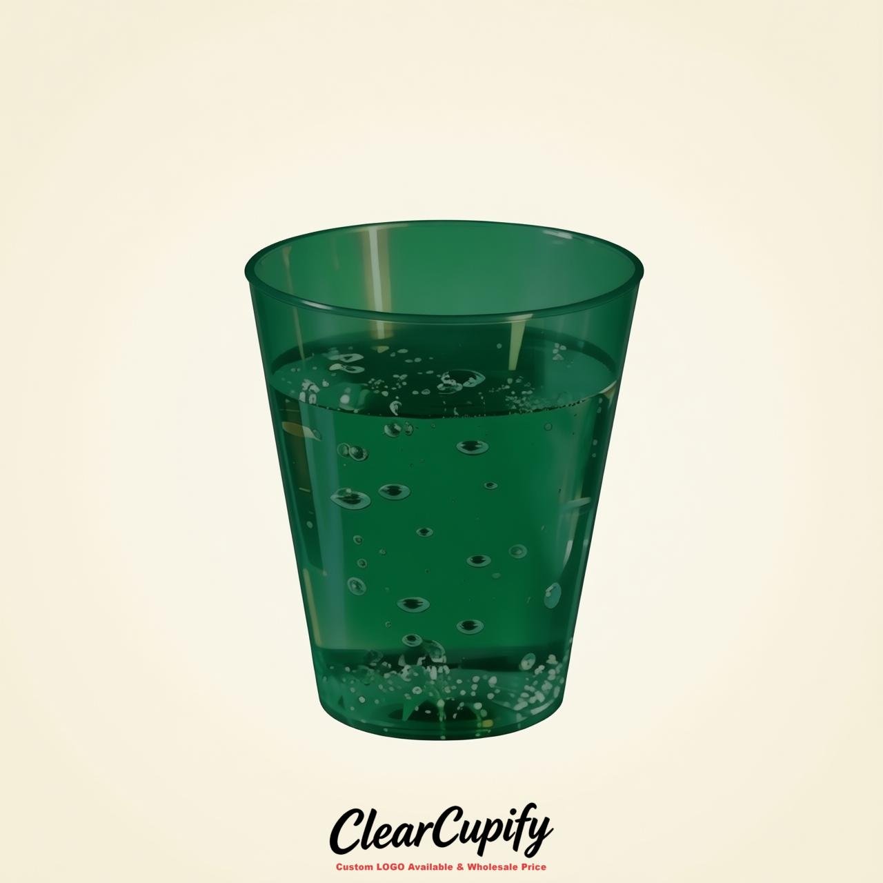 Emerald Green Clear Plastic Shot Glasses - 1.5oz & 2oz (45ml & 60ml)