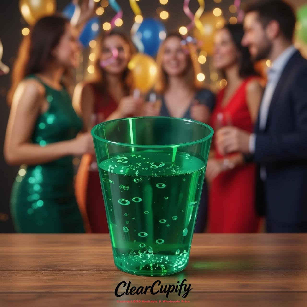 Emerald Green Clear Plastic Shot Glasses - 1.5oz & 2oz (45ml & 60ml)