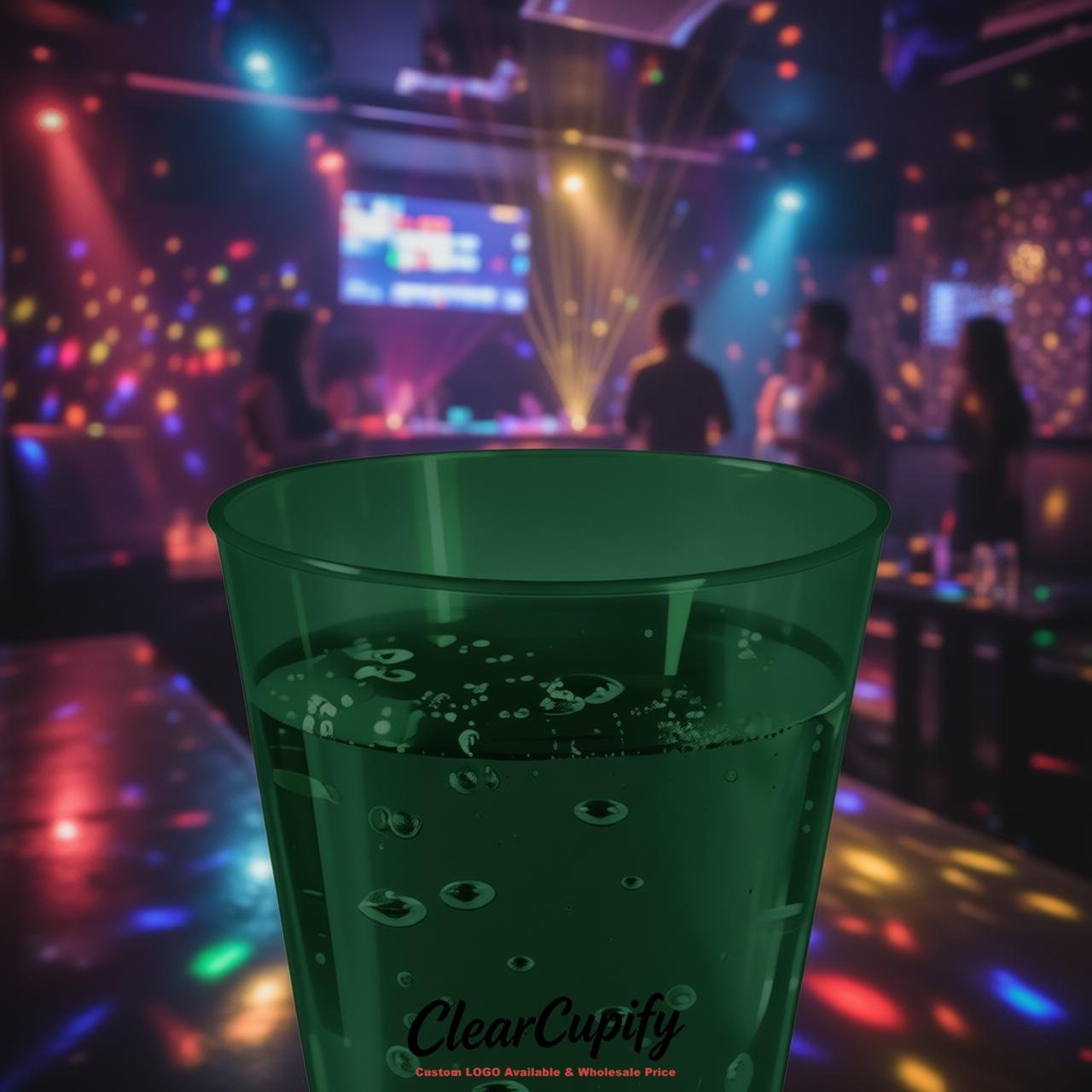 Forest Green Clear Plastic Shot Glasses - 1.5oz & 2oz (45ml & 60ml)
