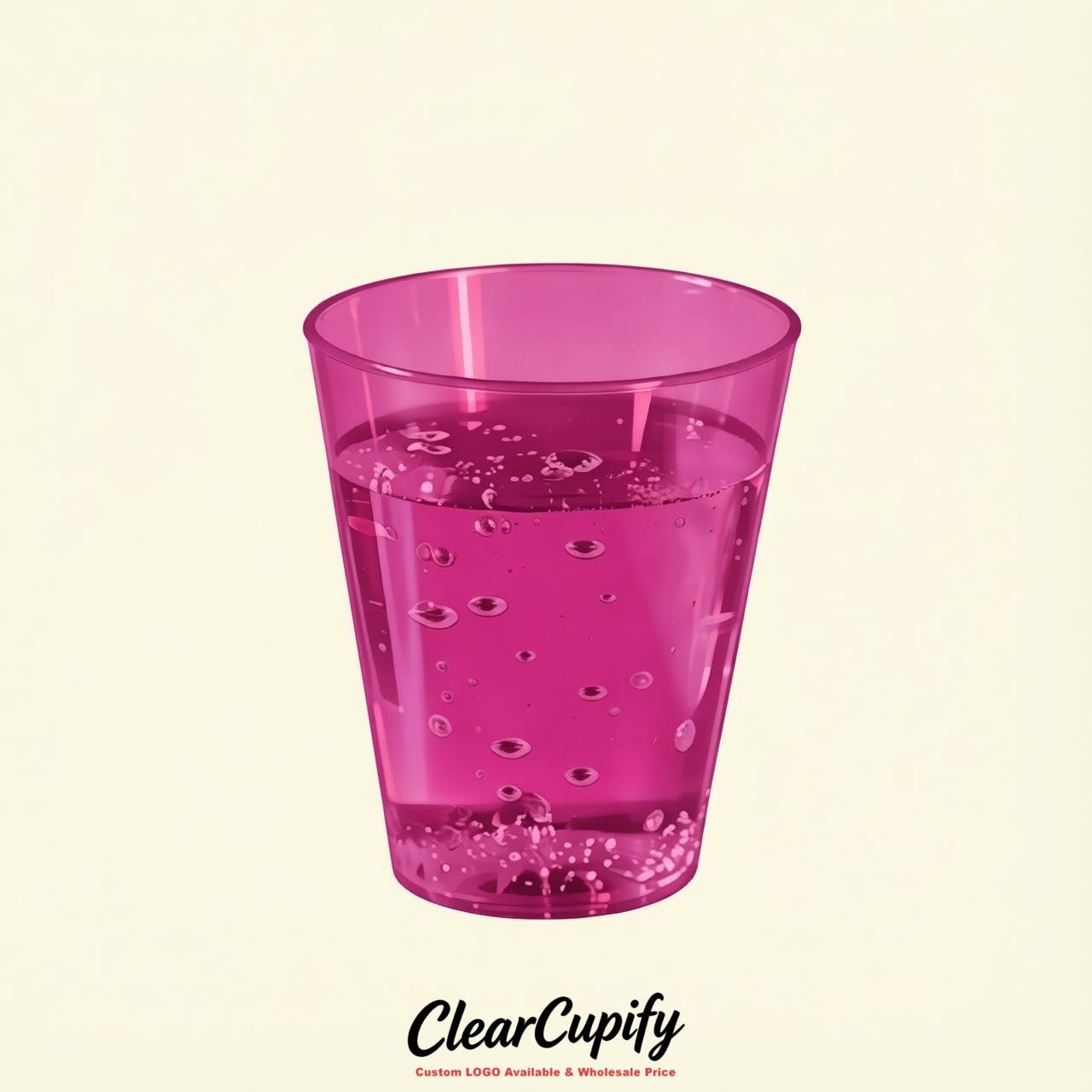 Fuchsia Clear Plastic Shot Glasses - 1.5oz & 2oz (45ml & 60ml)
