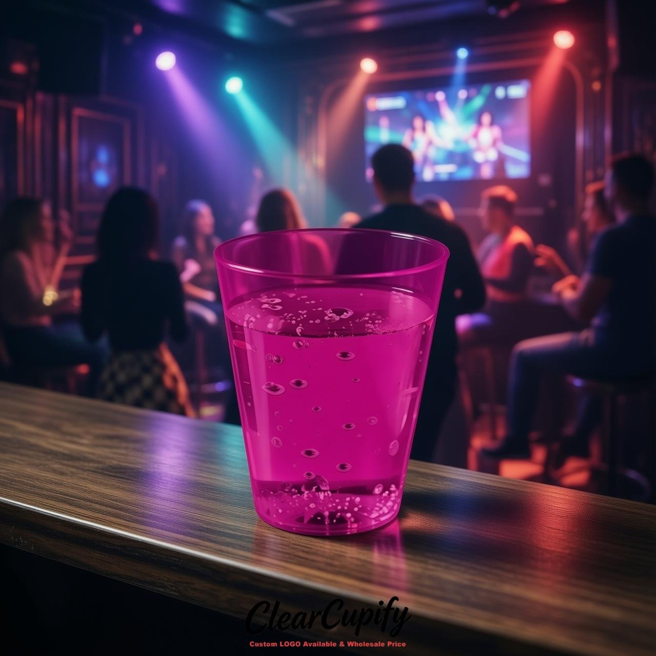 Fuchsia Clear Plastic Shot Glasses - 1.5oz & 2oz (45ml & 60ml)