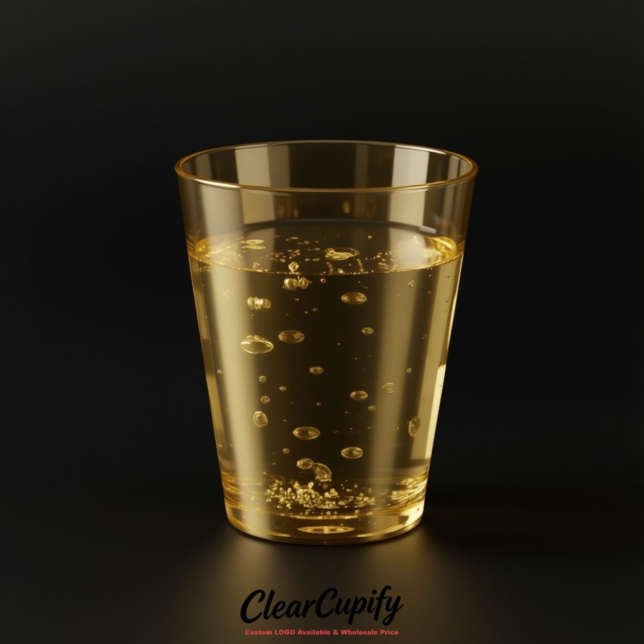 Gold Clear Plastic Shot Glasses - 1.5oz & 2oz (45ml & 60ml)